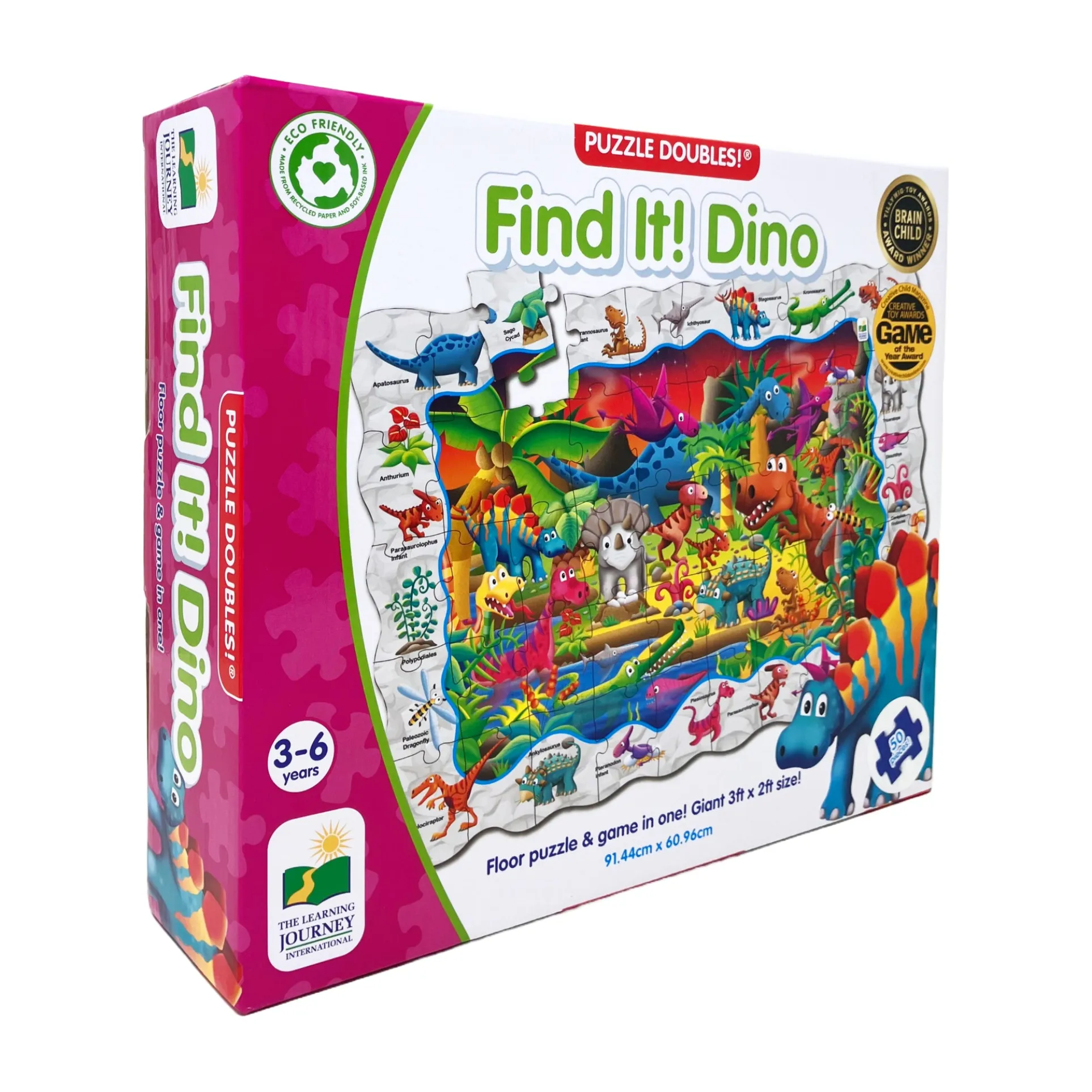 Puzzle Doubles! Find It! Dino Floor Puzzle - 50 pc