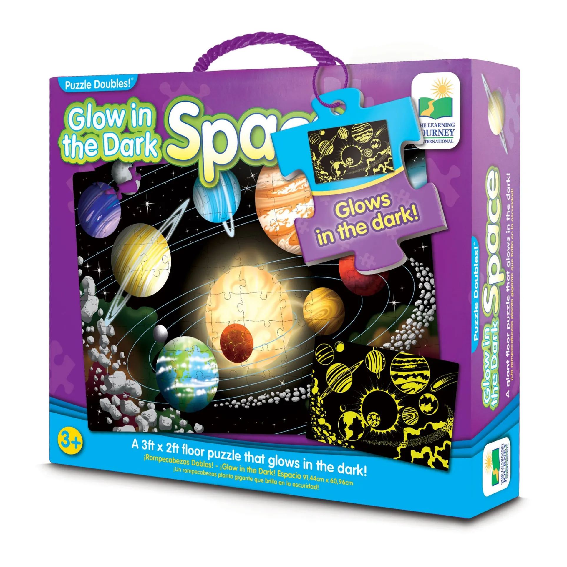 Puzzle Doubles! Glow in the Dark Space Floor Puzzle - 100 pc