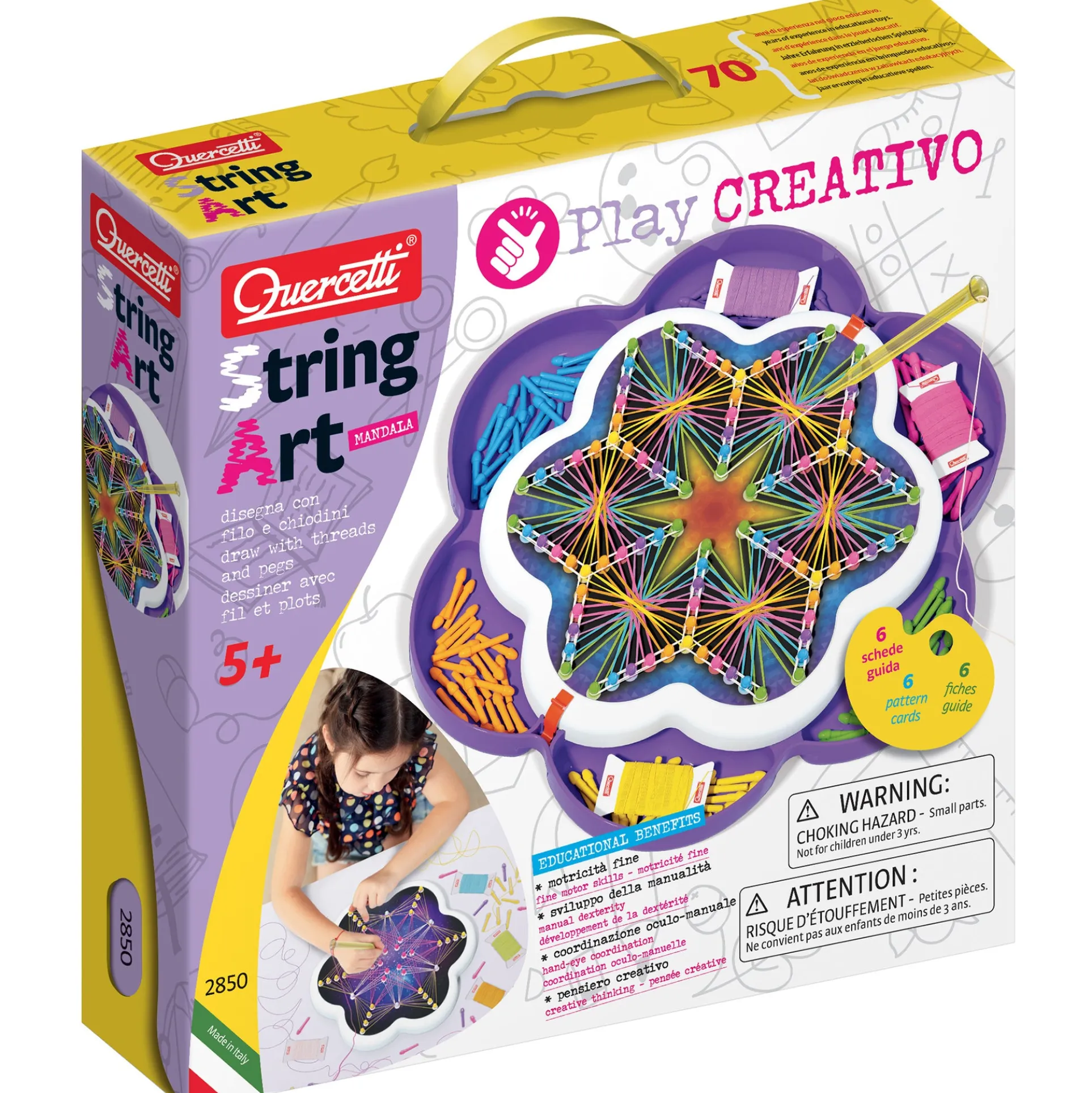 Quercetti Play Creativo String Art Mandala Craft Set - Colorful Design Fun