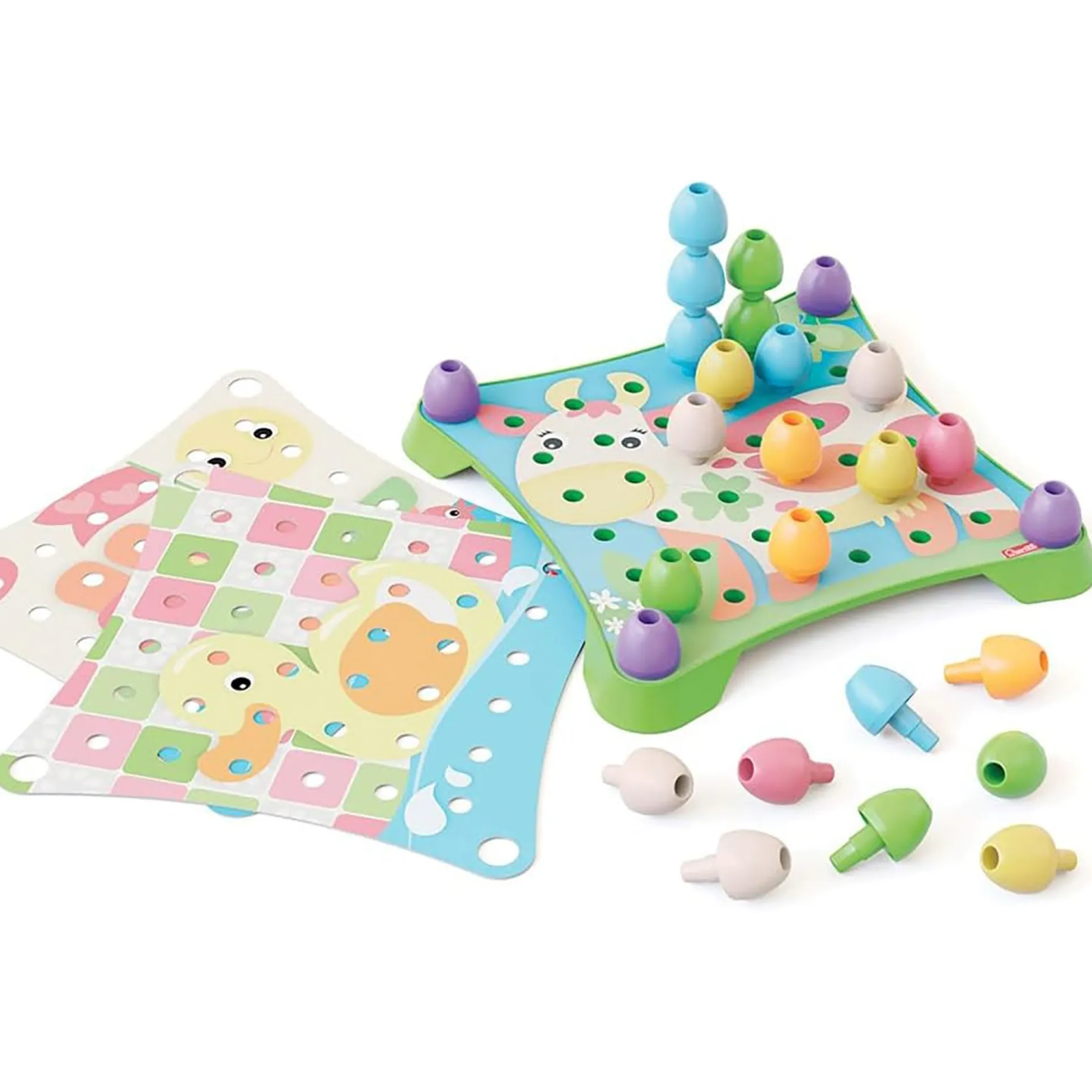 Quercetti PlayEco+ Jumbo Peggy Evo - Colorful Peg Stacking Toy for Toddlers