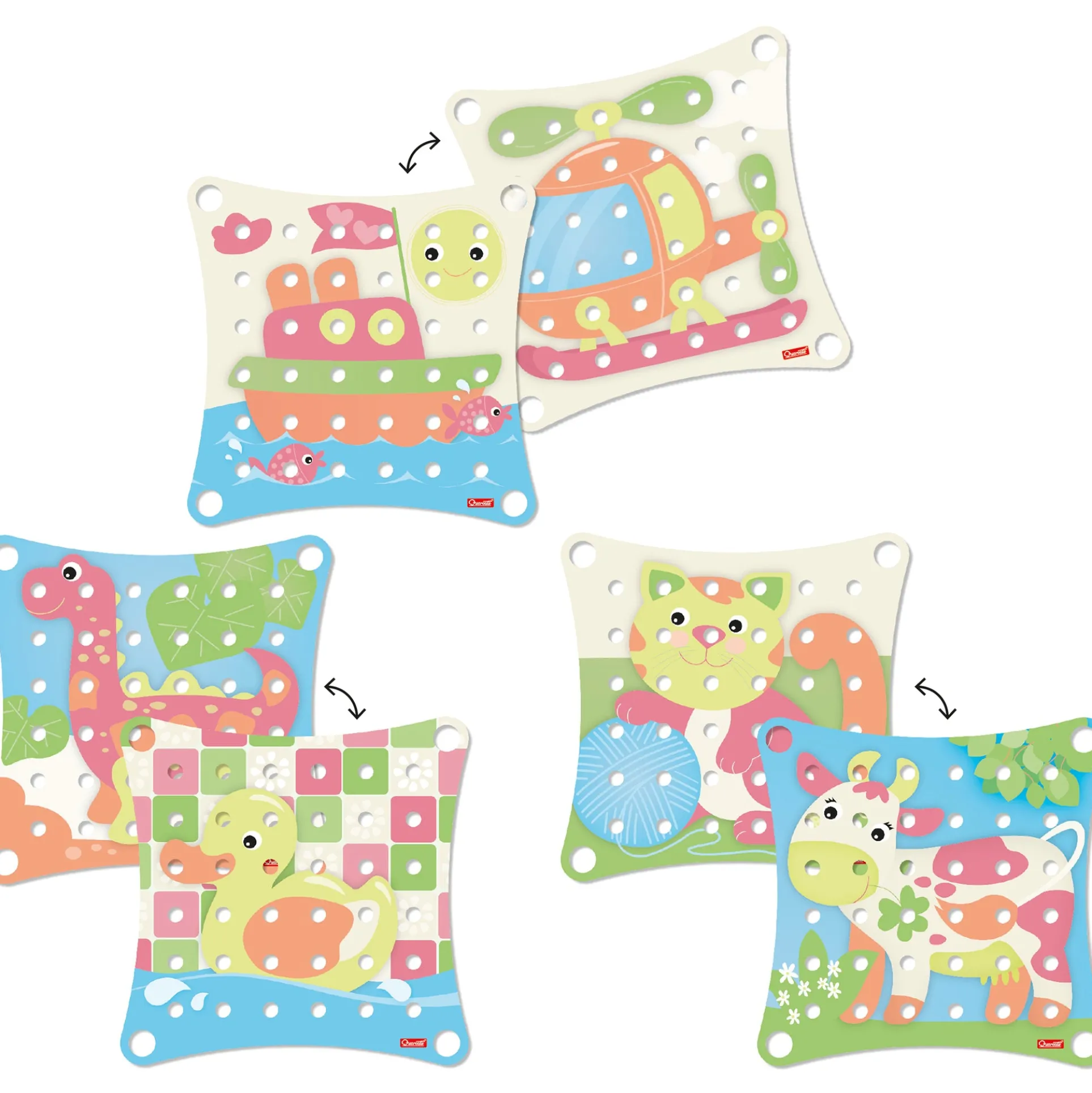 Quercetti PlayEco+ Jumbo Peggy Evo - Colorful Peg Stacking Toy for Toddlers