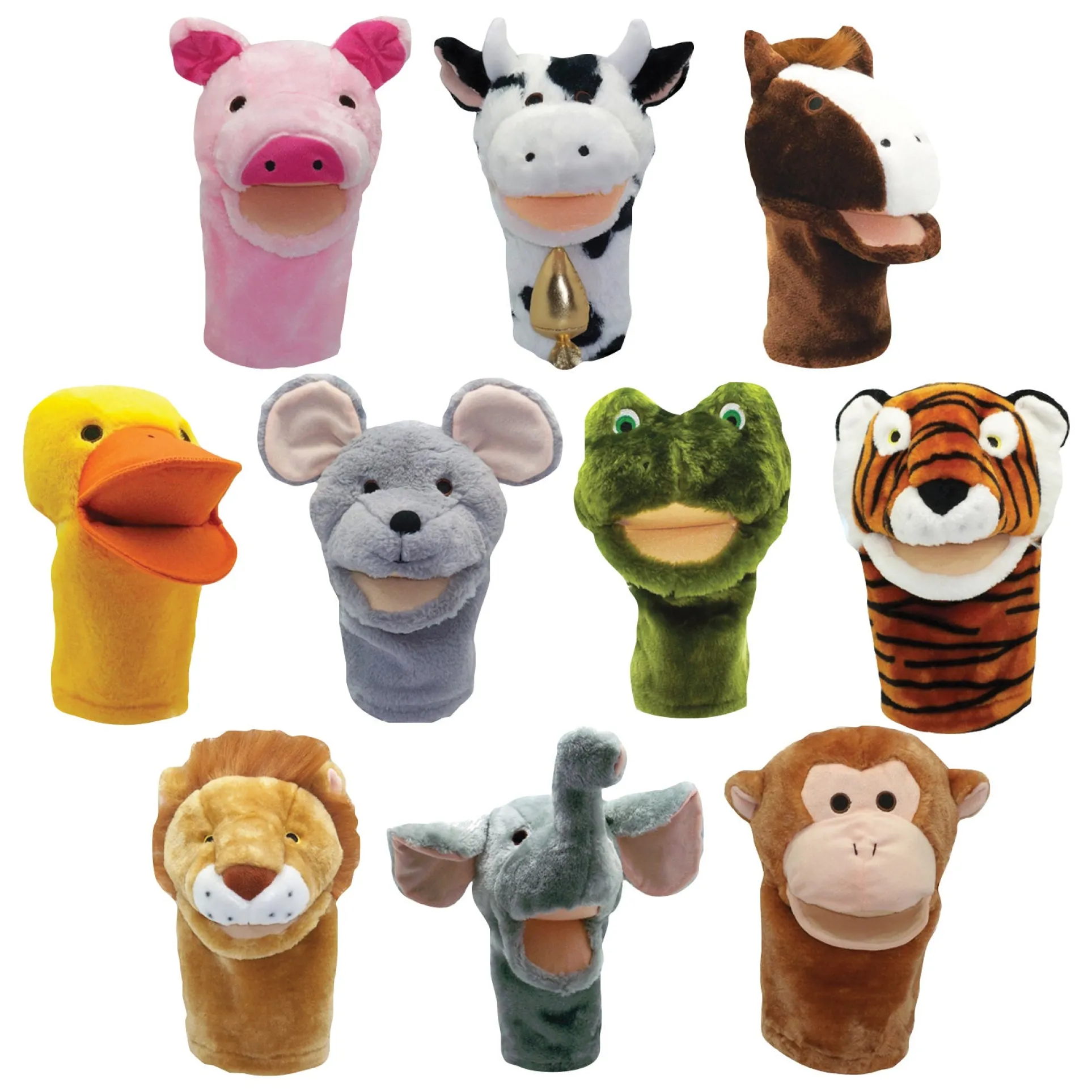 Get Ready Kids Bigmouth Animal Puppet Set of 10