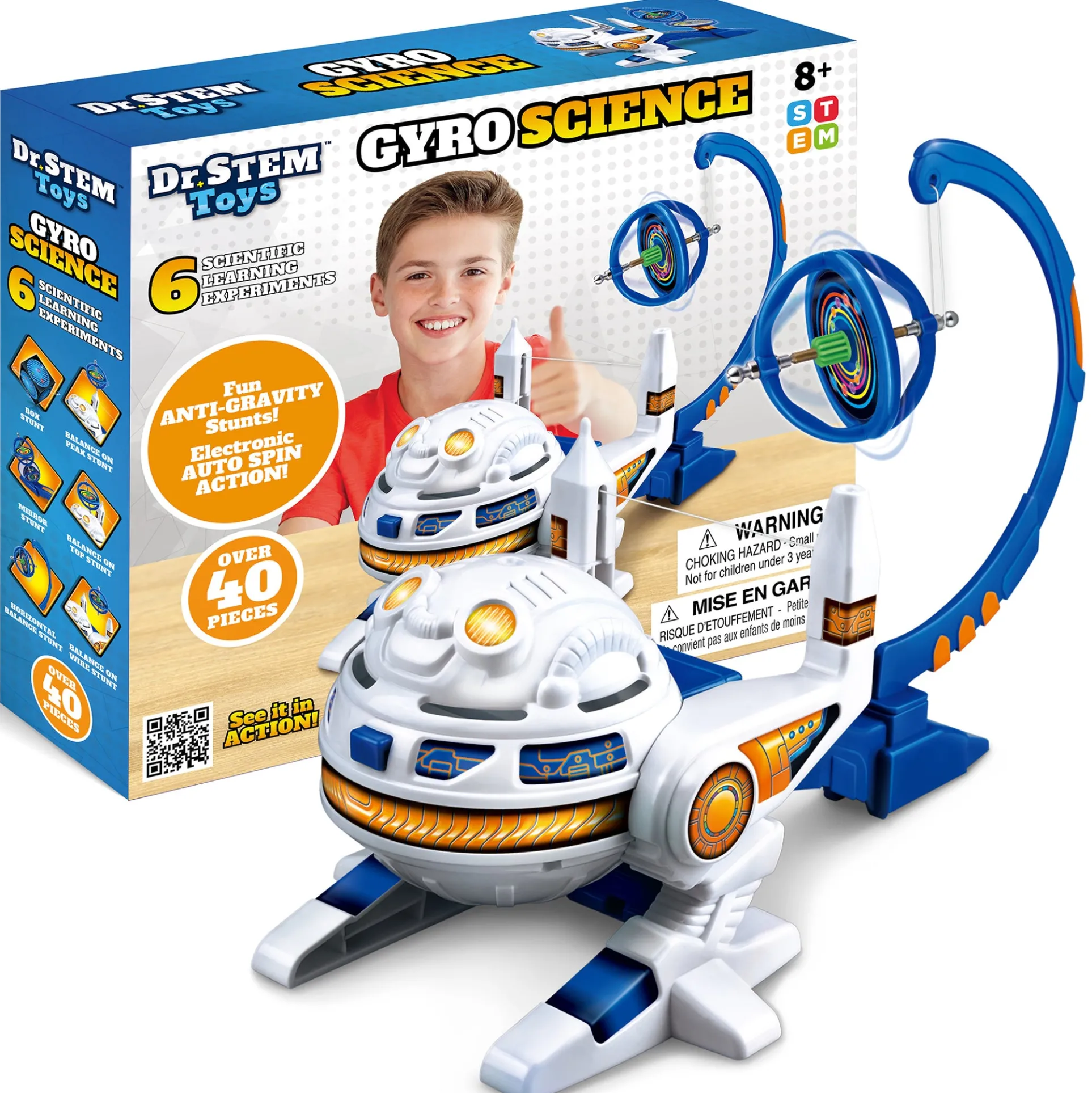 Dr. STEM Gyro Science 40-Piece Kit - Gyroscope Stunts & Auto Spin for Kids 8+