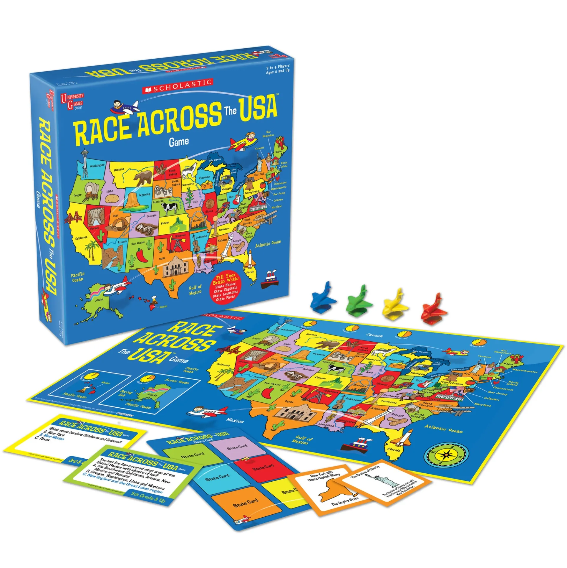 Race Across the USA Scholastic Board Game by University Games
