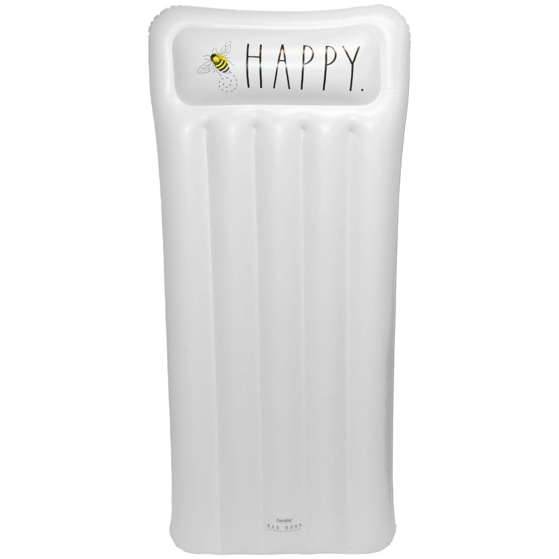 Rae Dunn Bee Happy 68x28 Inch Inflatable Pool Lounger, Durable Anti-Leak Design