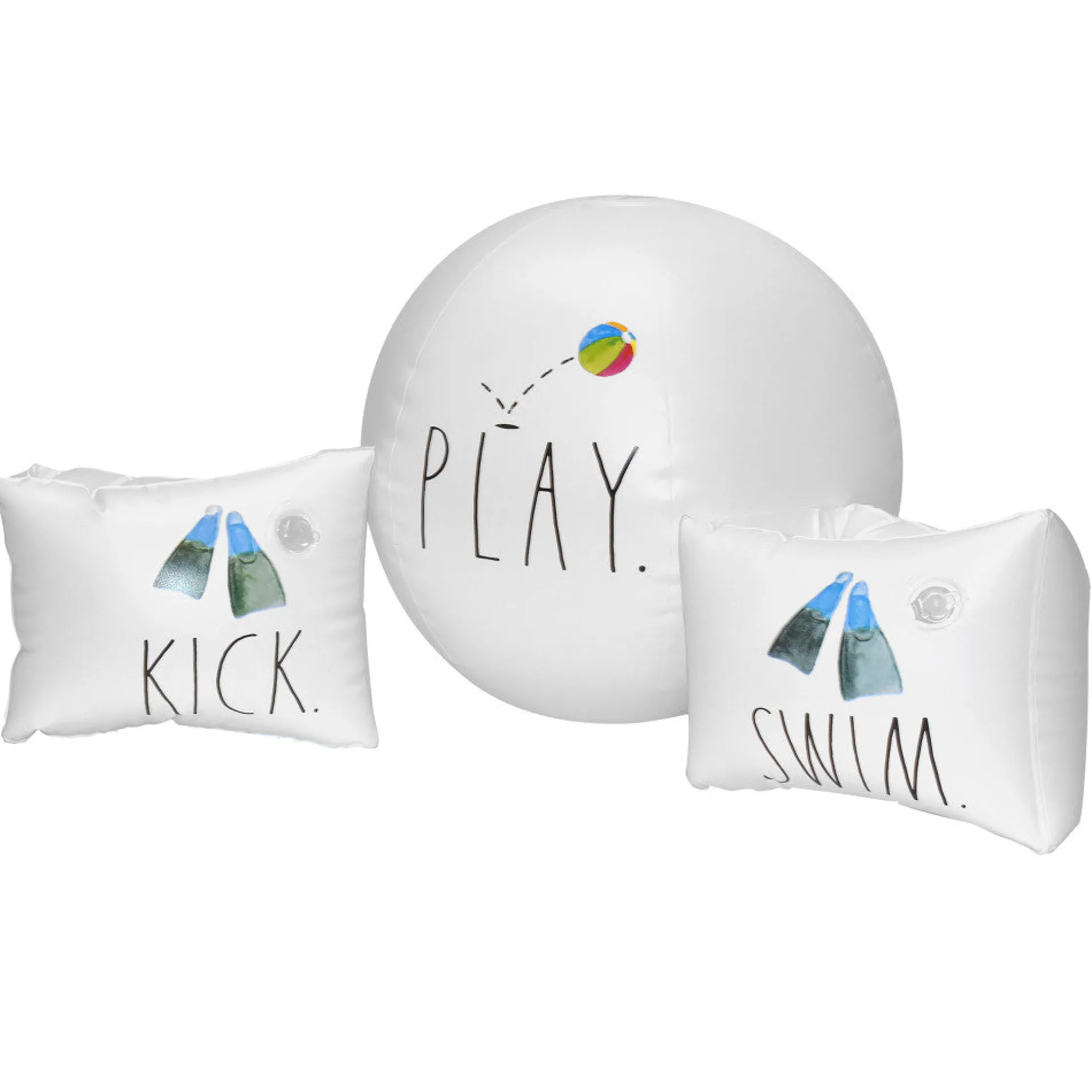 Rae Dunn Swim Kick Play Water Wings & 12" Beach Ball Set - Durable Kids' Pool Floats