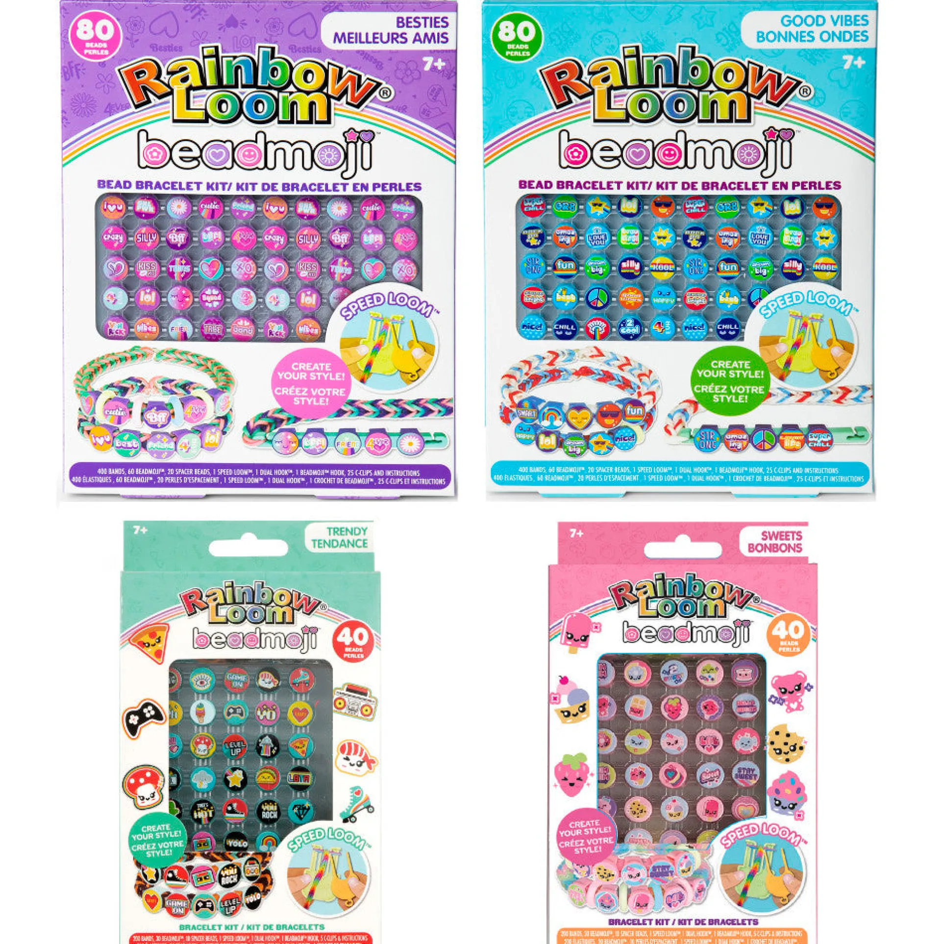 Rainbow Loom Beadmoji Themed Bracelet Making Kit - 4 Pack Bundle