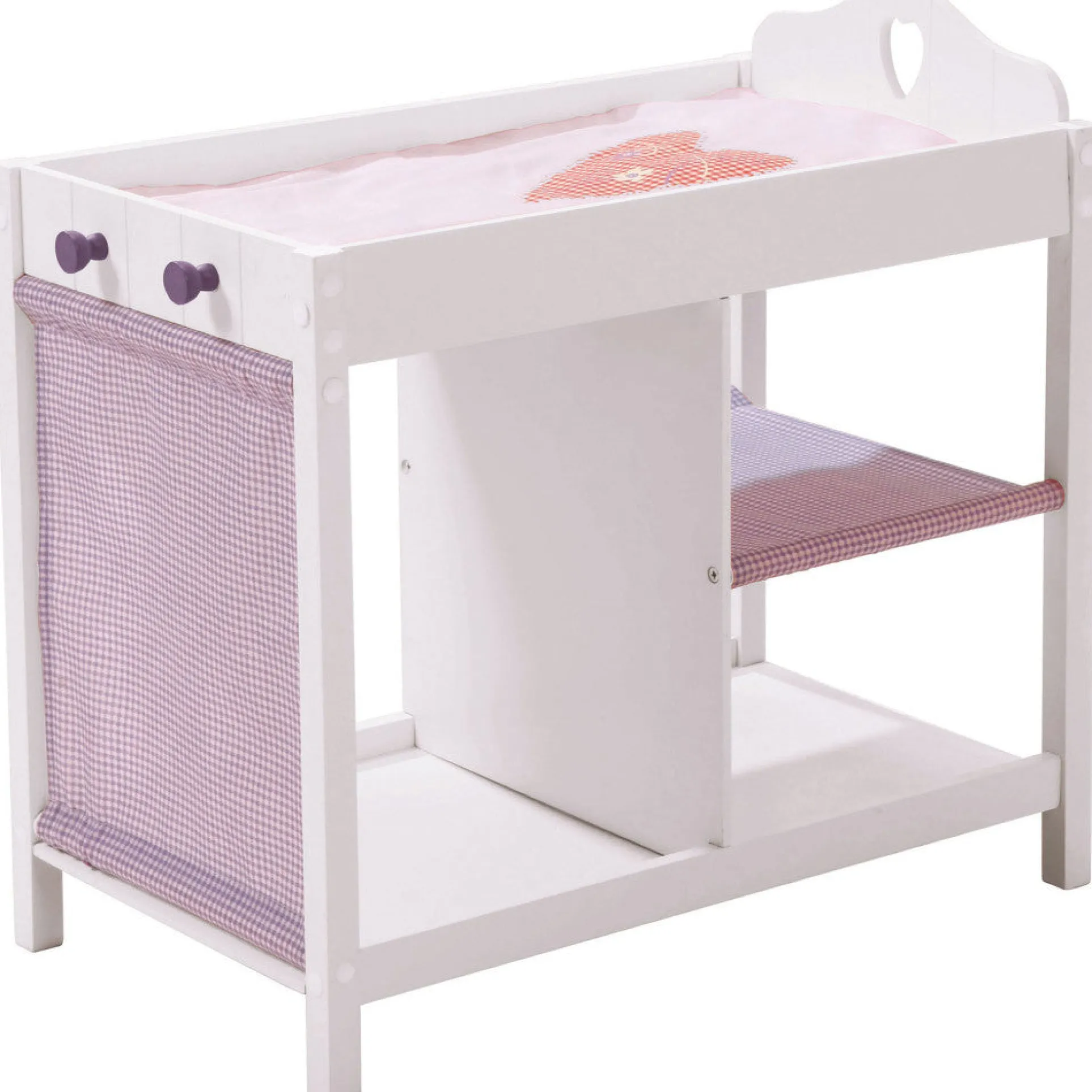 Roba Fienchen Doll Bed with Storage - Multifunctional, White, Purple & Pink