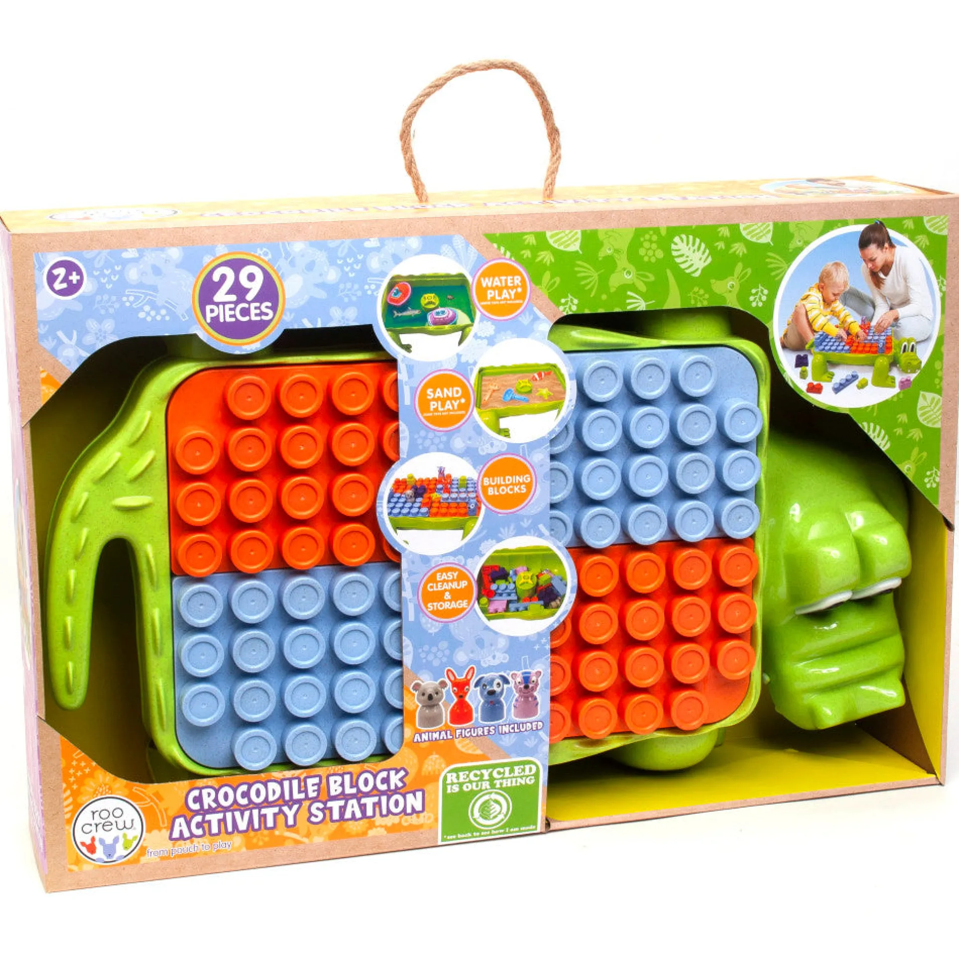 Roo Crew Crocodile Block Activity Station - Eco Wood, 29 Pieces, Ages 2+