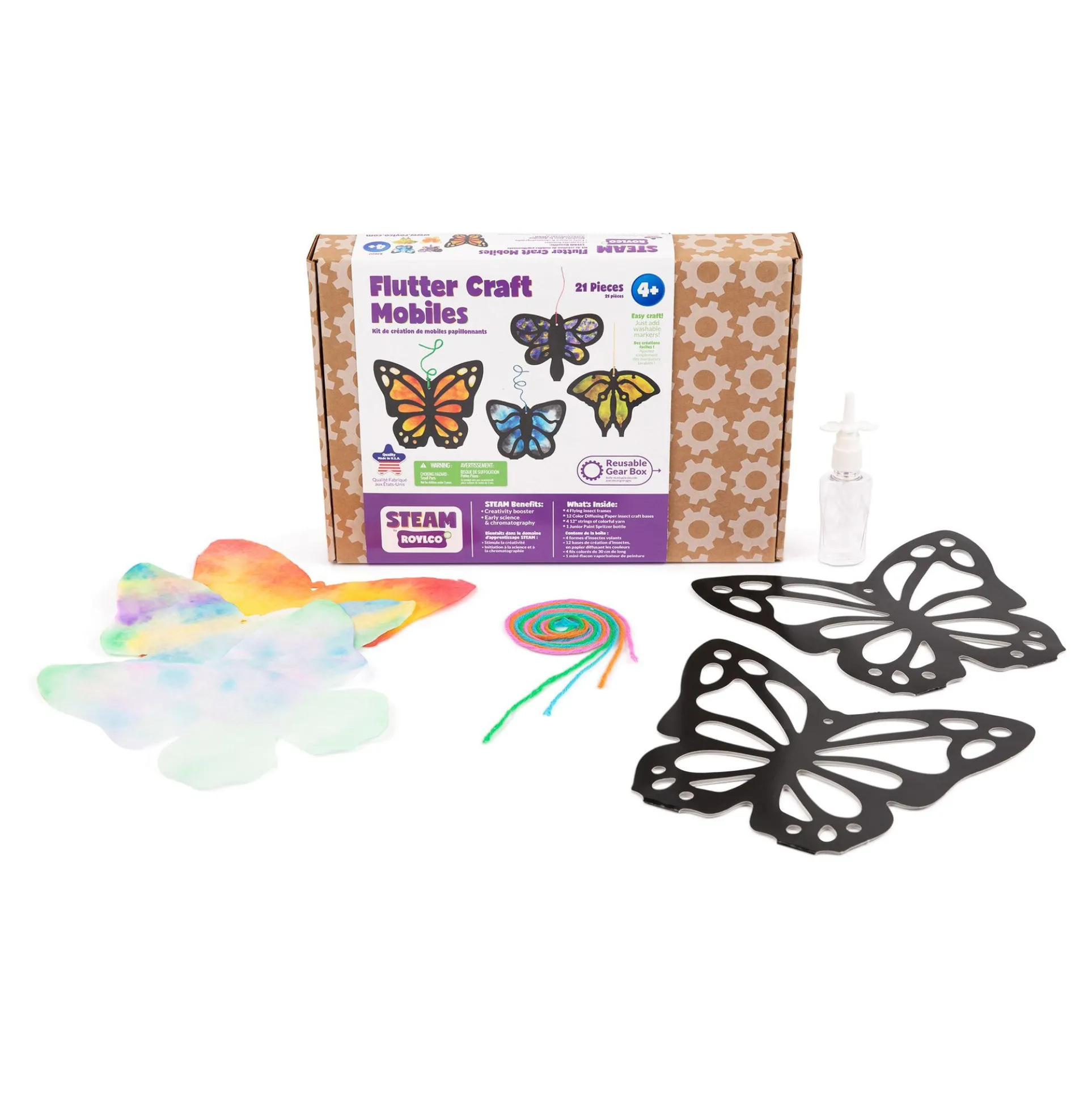 Roylco Artistic Flutter Craft Mobiles Kit - 21 Piece Set