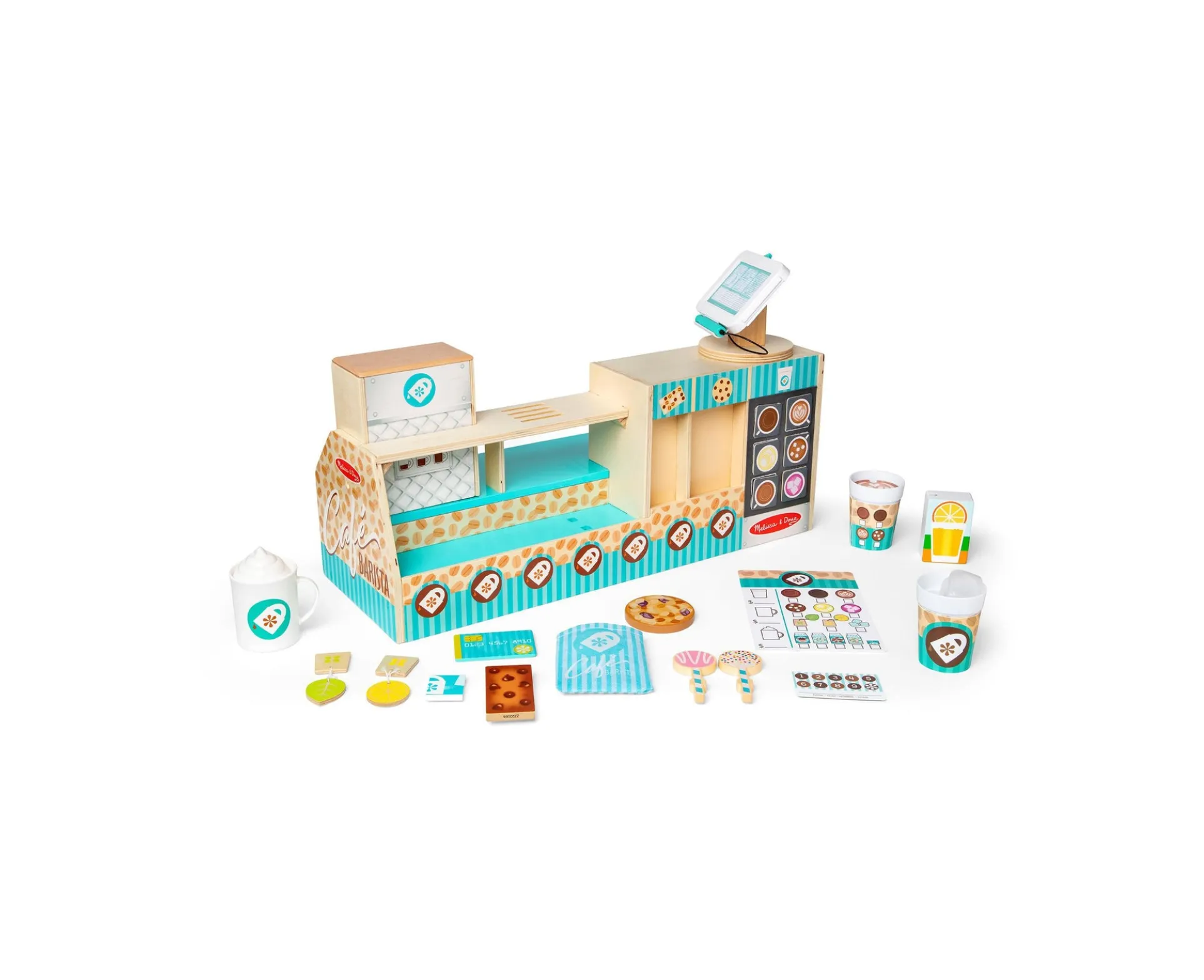 Melissa and Doug 35-Piece Wooden Cafe Barista Coffee Shop Set
