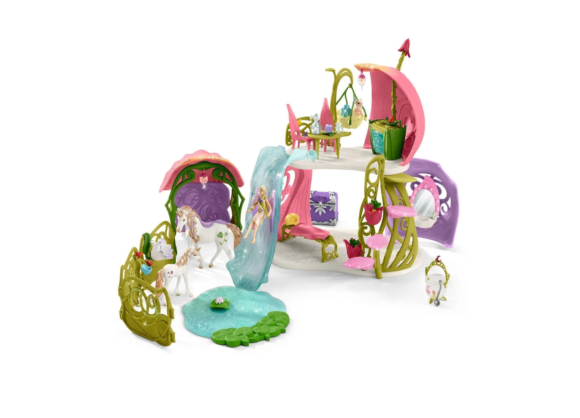 Schleich Bayala Glittering Flower House Playset with Unicorns and Stable
