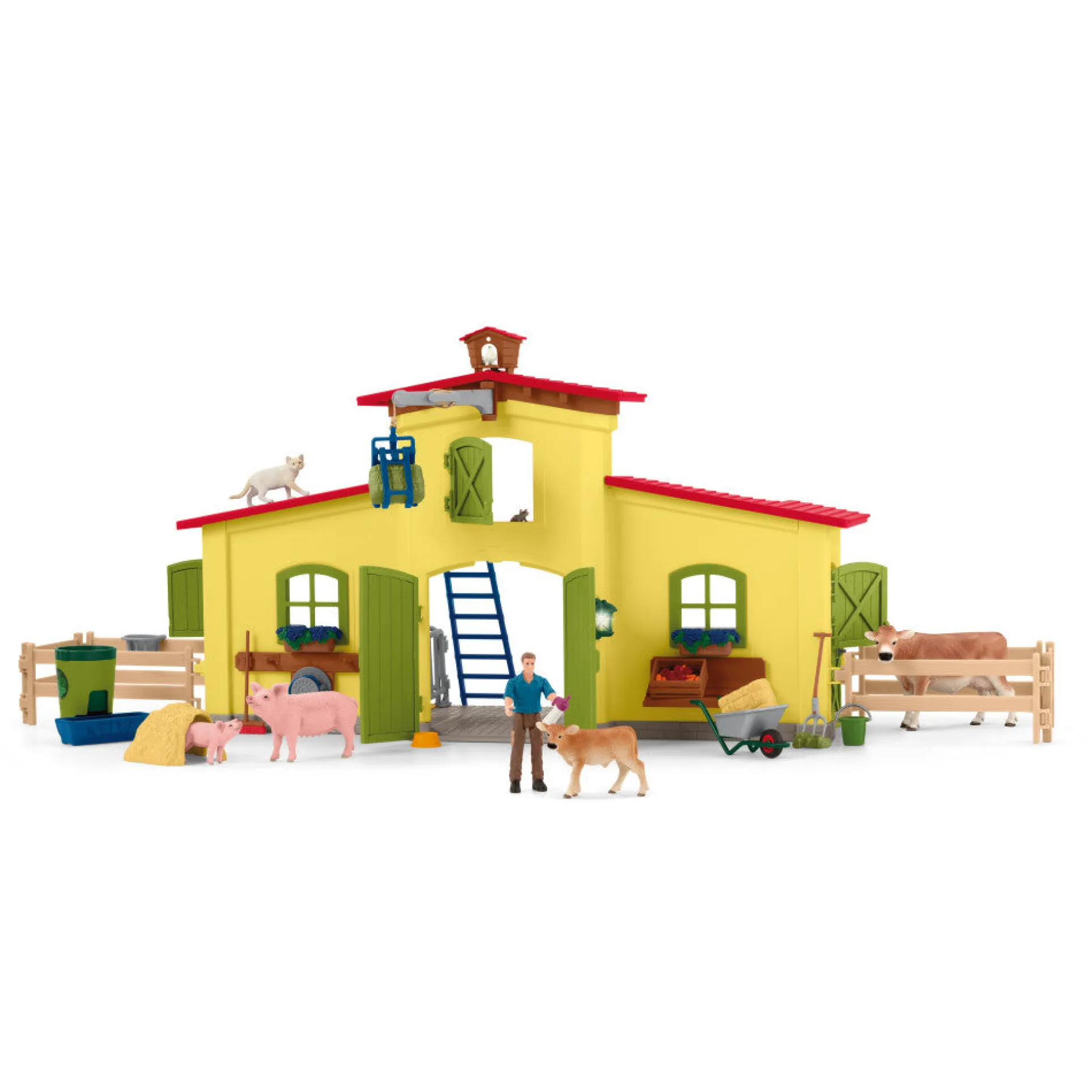 Schleich Farm World Large Farm Playset - Yellow, 92 Pieces, Ages 3+