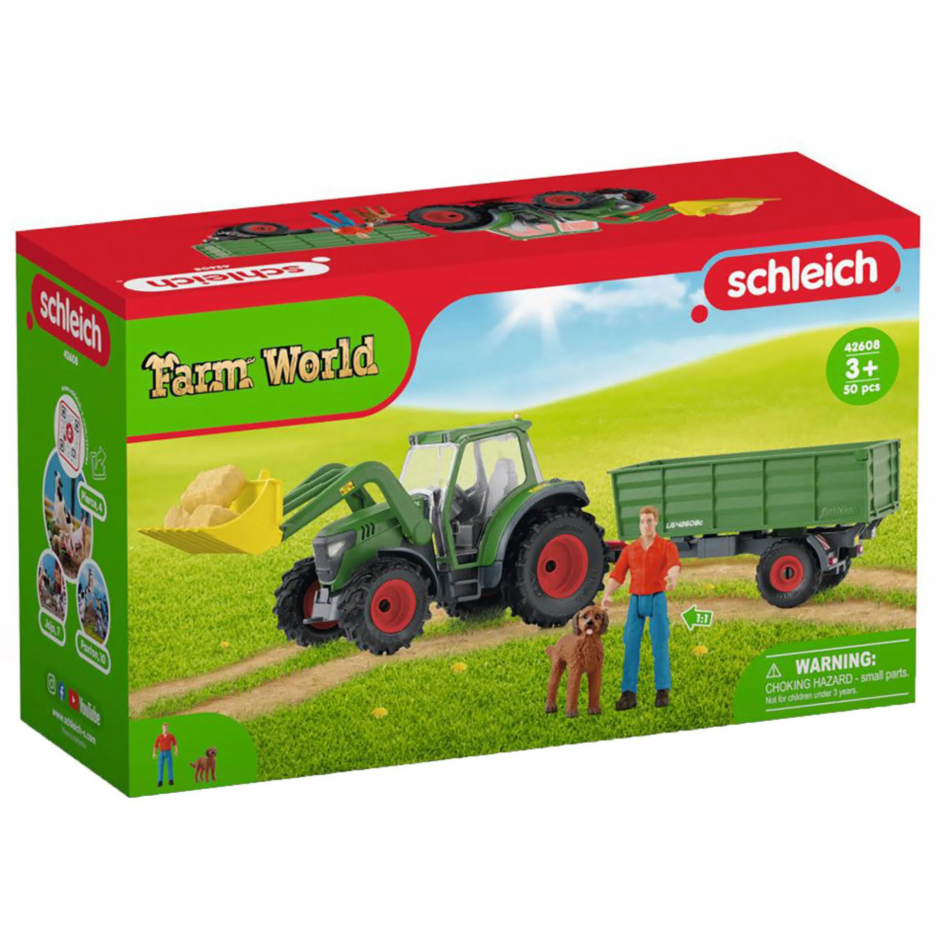 Schleich Farm World Tractor with Trailer - 8-Piece Playset