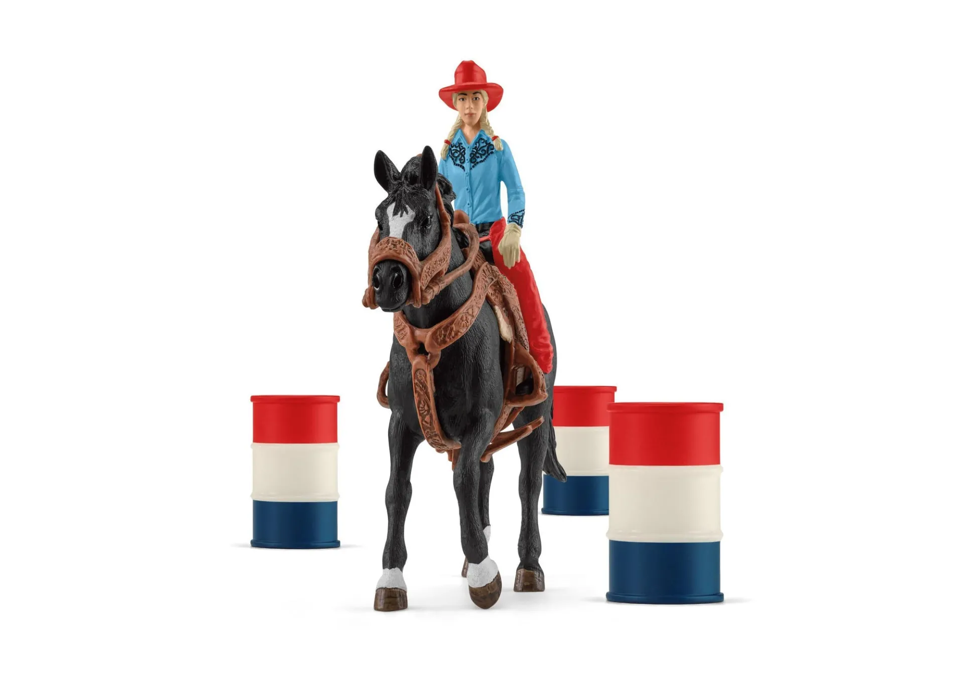 Schleich Farm World Cowgirl Barrel Racing Playset - 7 Piece Set