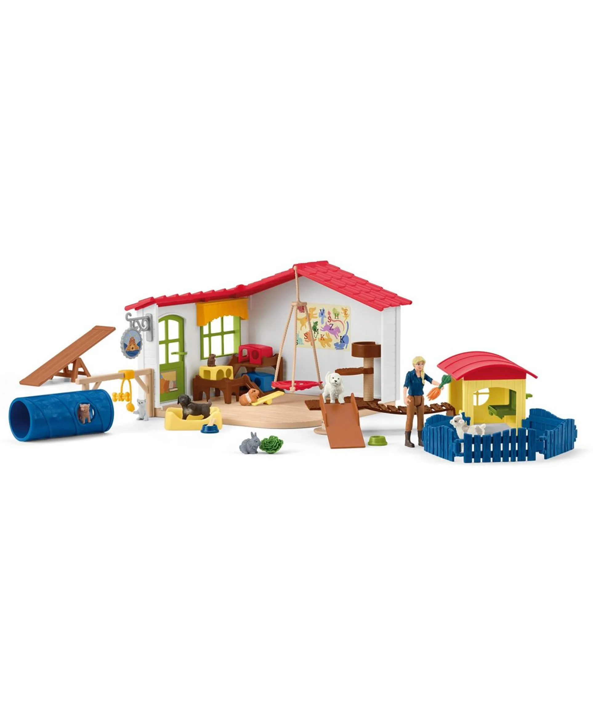 Schleich Farm World Pet Hotel 54-Piece Animal Playset for Kids Ages 3+