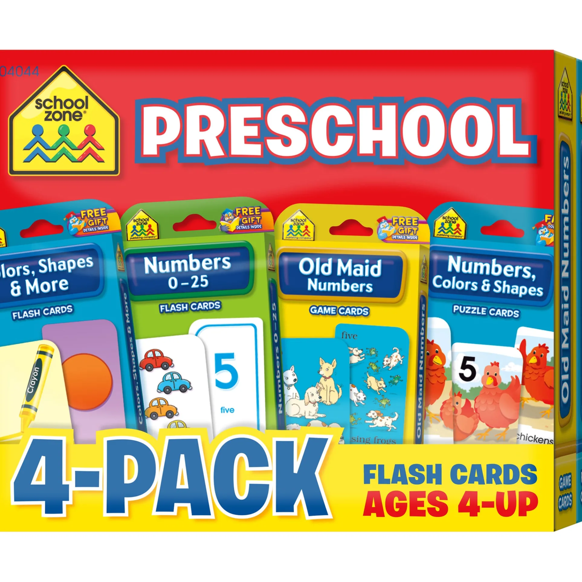 School Zone Preschool Learning Flash Cards - 4-Pack Educational Set