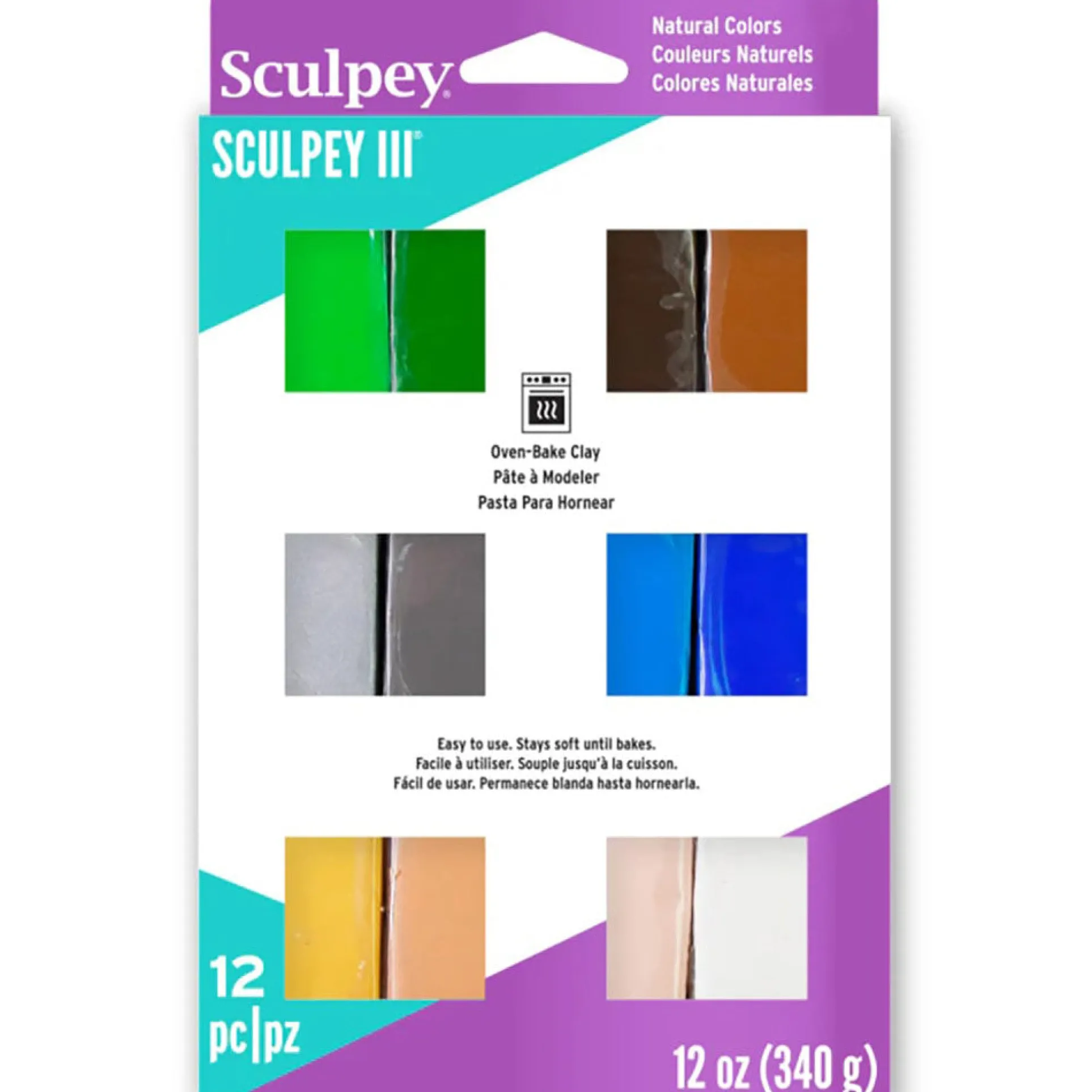 Sculpey III Naturals Polymer Clay Multipack - 12 Colors, 1oz Each