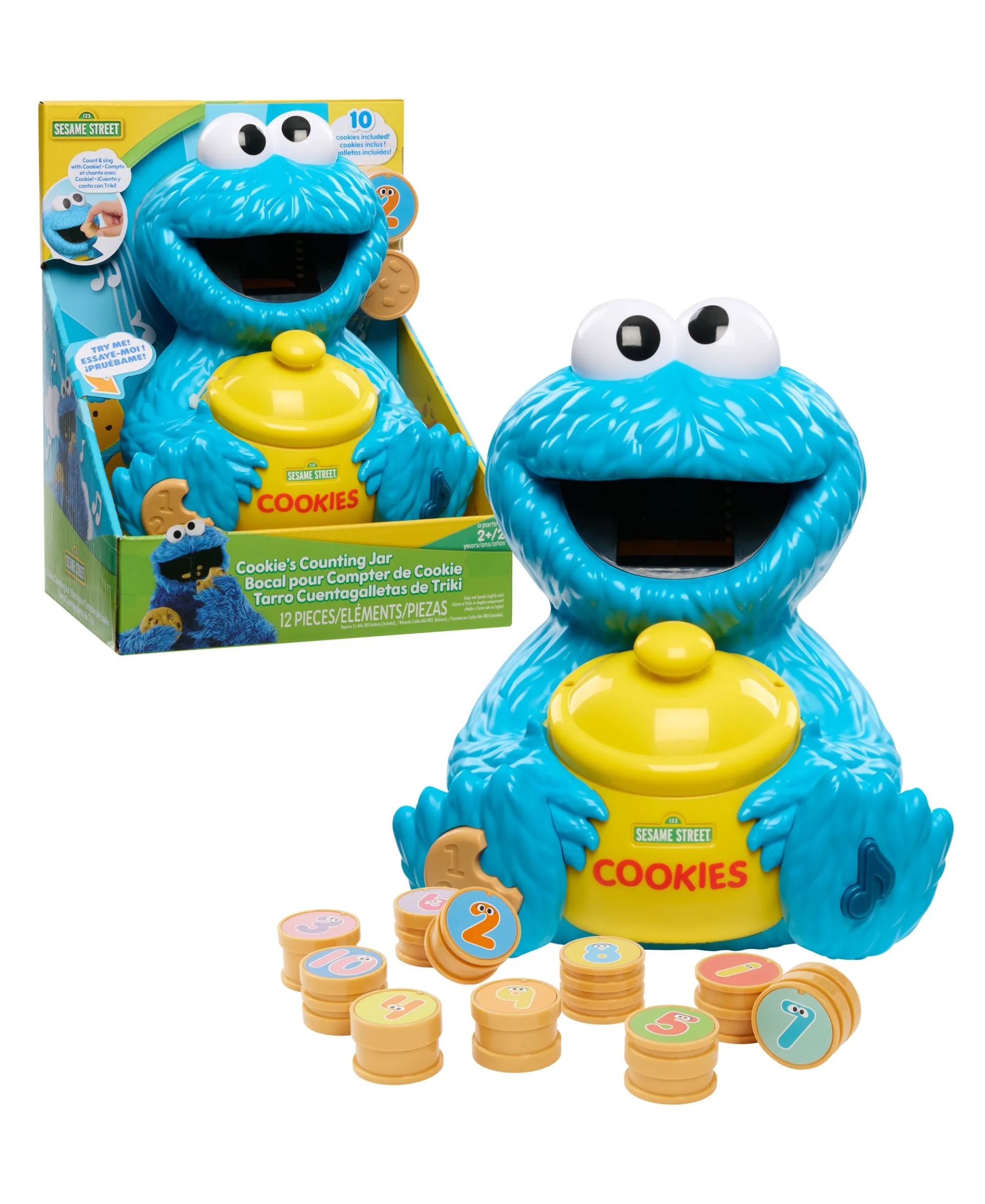 Sesame Street Cookie Monster's Counting Jar - Interactive Learning Toy with Sounds and Phrases
