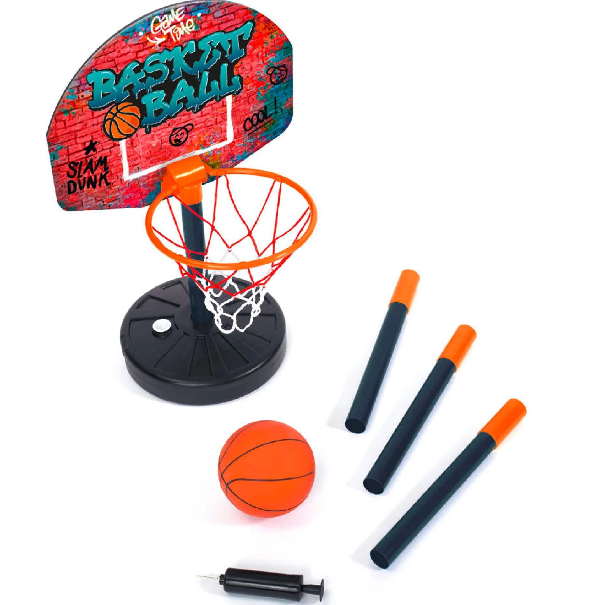 Simba Toys: Slam Dunk Basketball Hoop Play Set - Grow with Me Height-Adjustable Hoops for Ages 3+