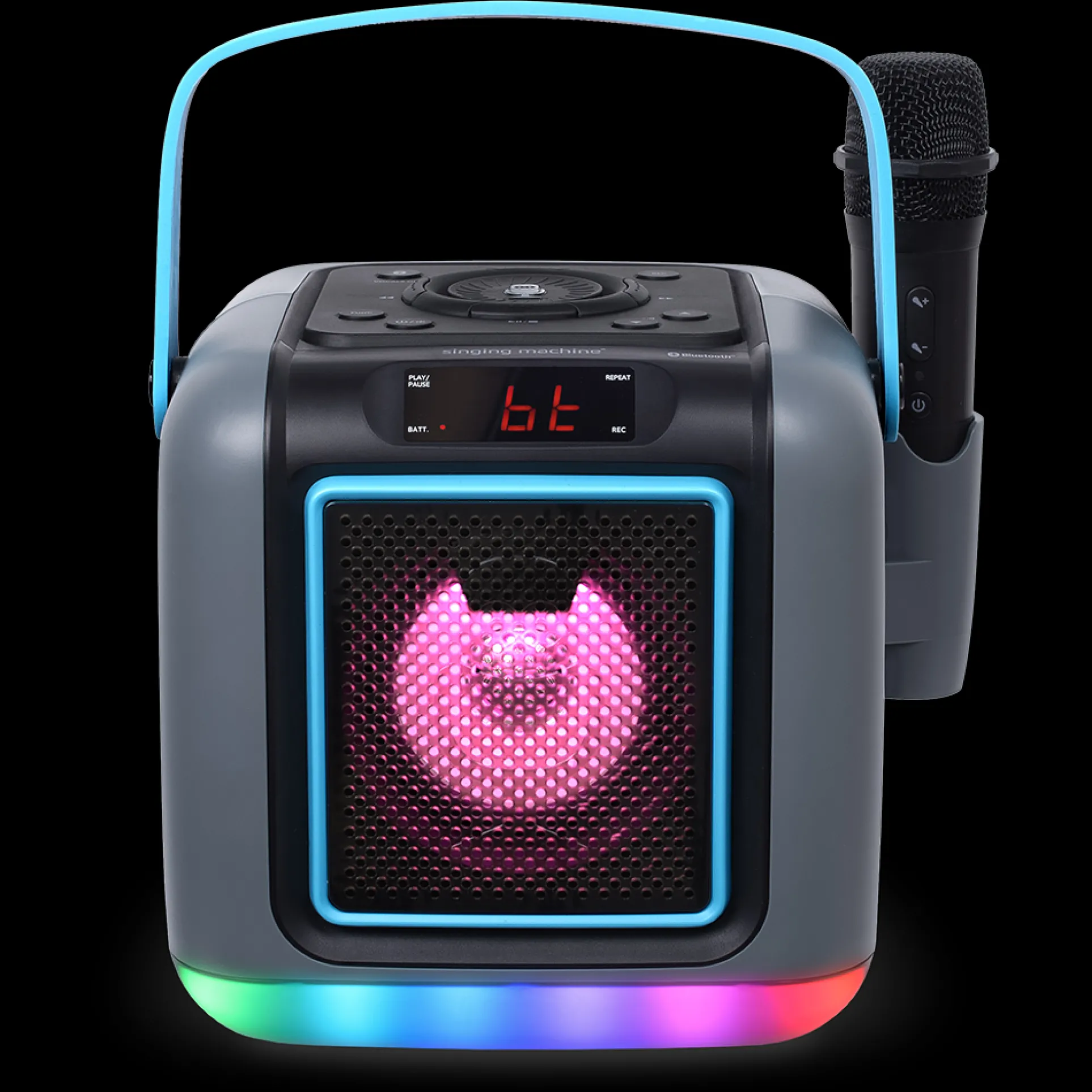 Singing Machine Cube Portable Bluetooth Karaoke System with 22 Voice Effects and LED Light Show