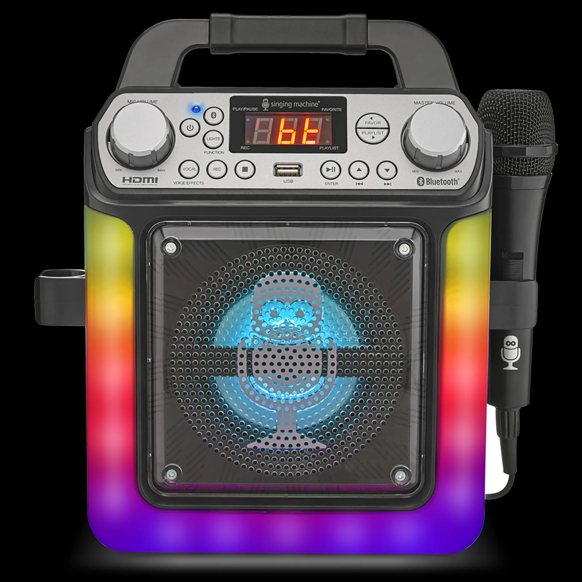 Singing Machine Groove Mini Bluetooth Karaoke Machine with 1 Wired Microphone and Disco Light Show
