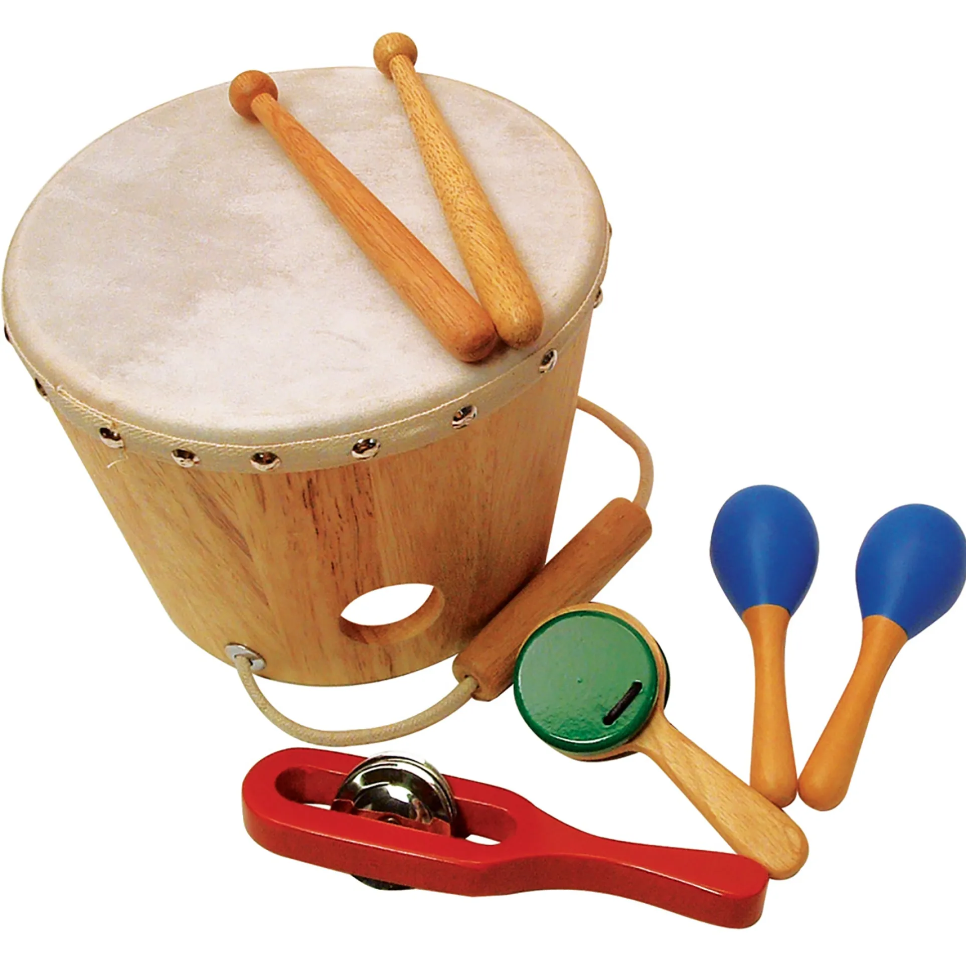 Sounds Like Fun! Wooden Shake Rattle and Drum Set