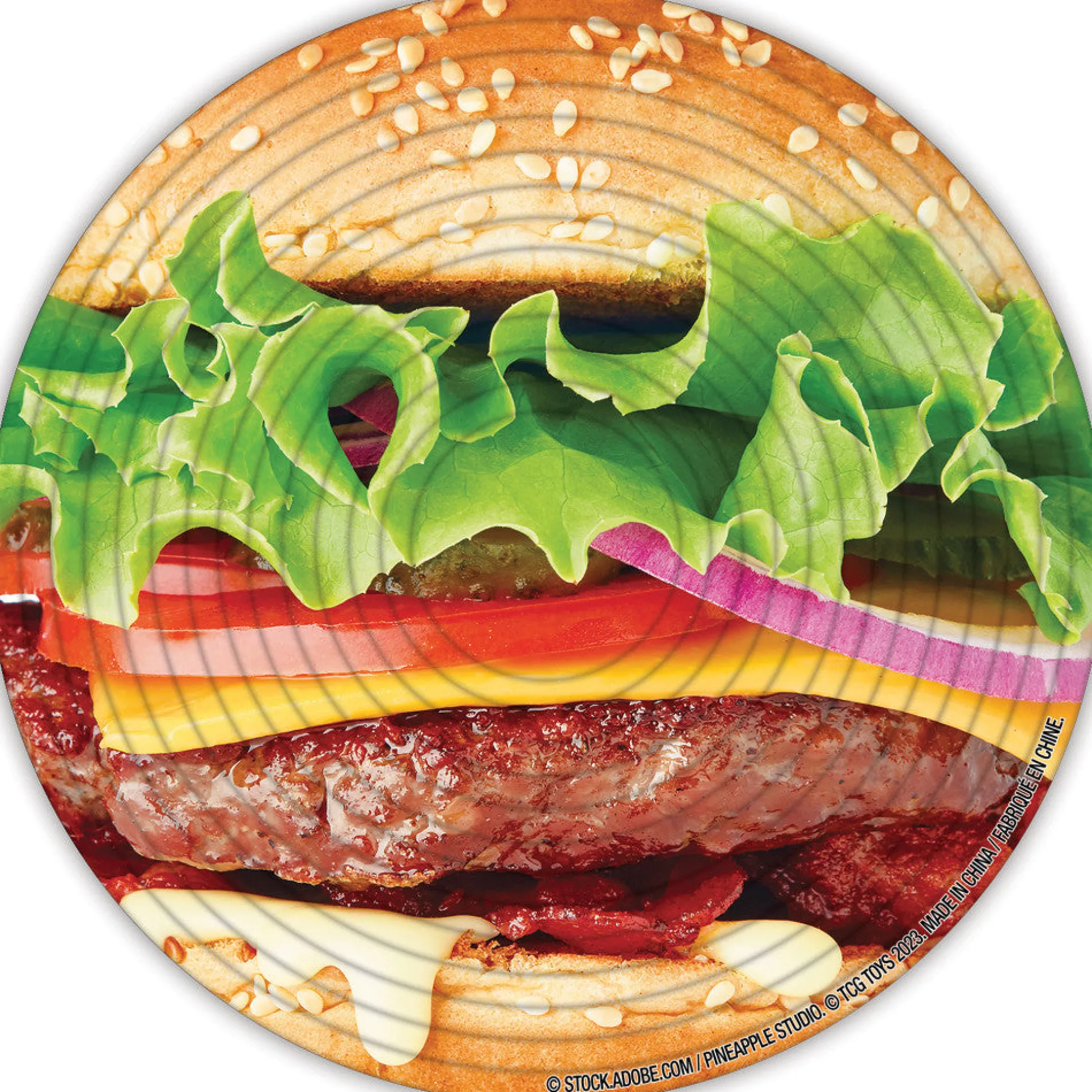 Spin Flip Puzzle: Burger & Fries - 14 Rings - Double-Sided Challenge