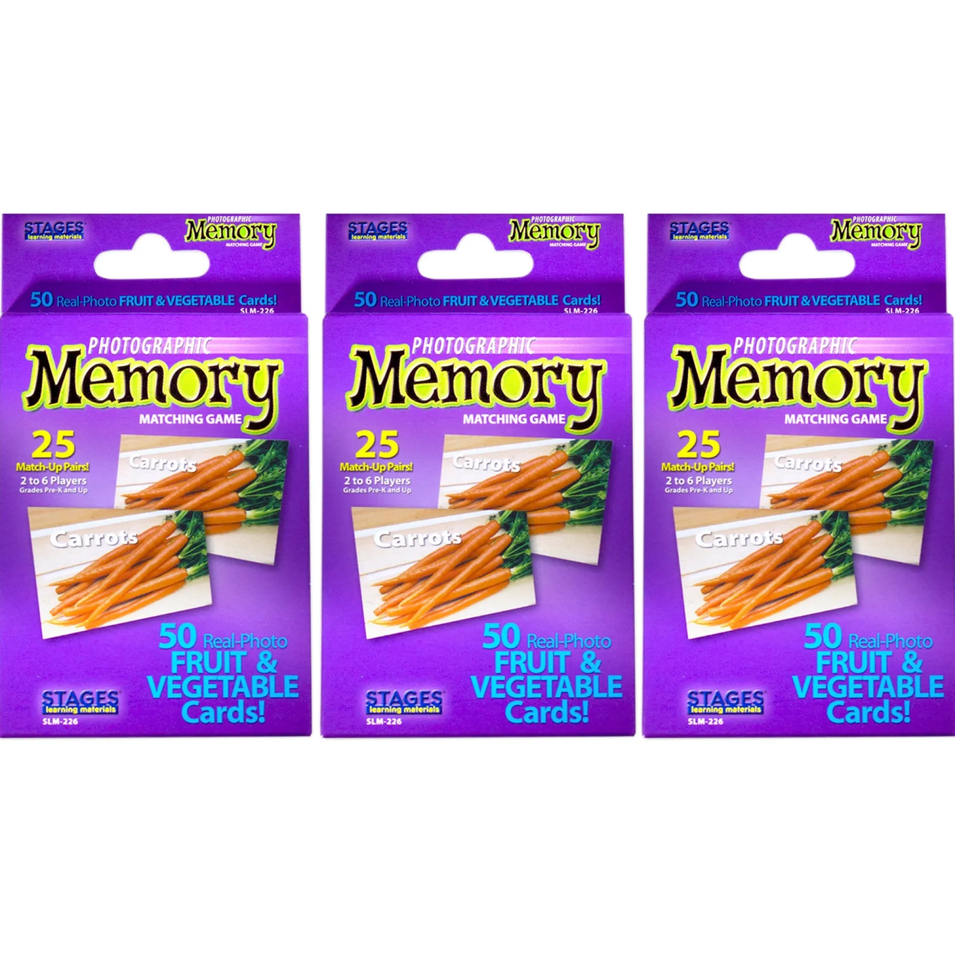 Stages Learning Materials - Photographic Memory Matching Game - Fruit & Vegetables - Pack of 3