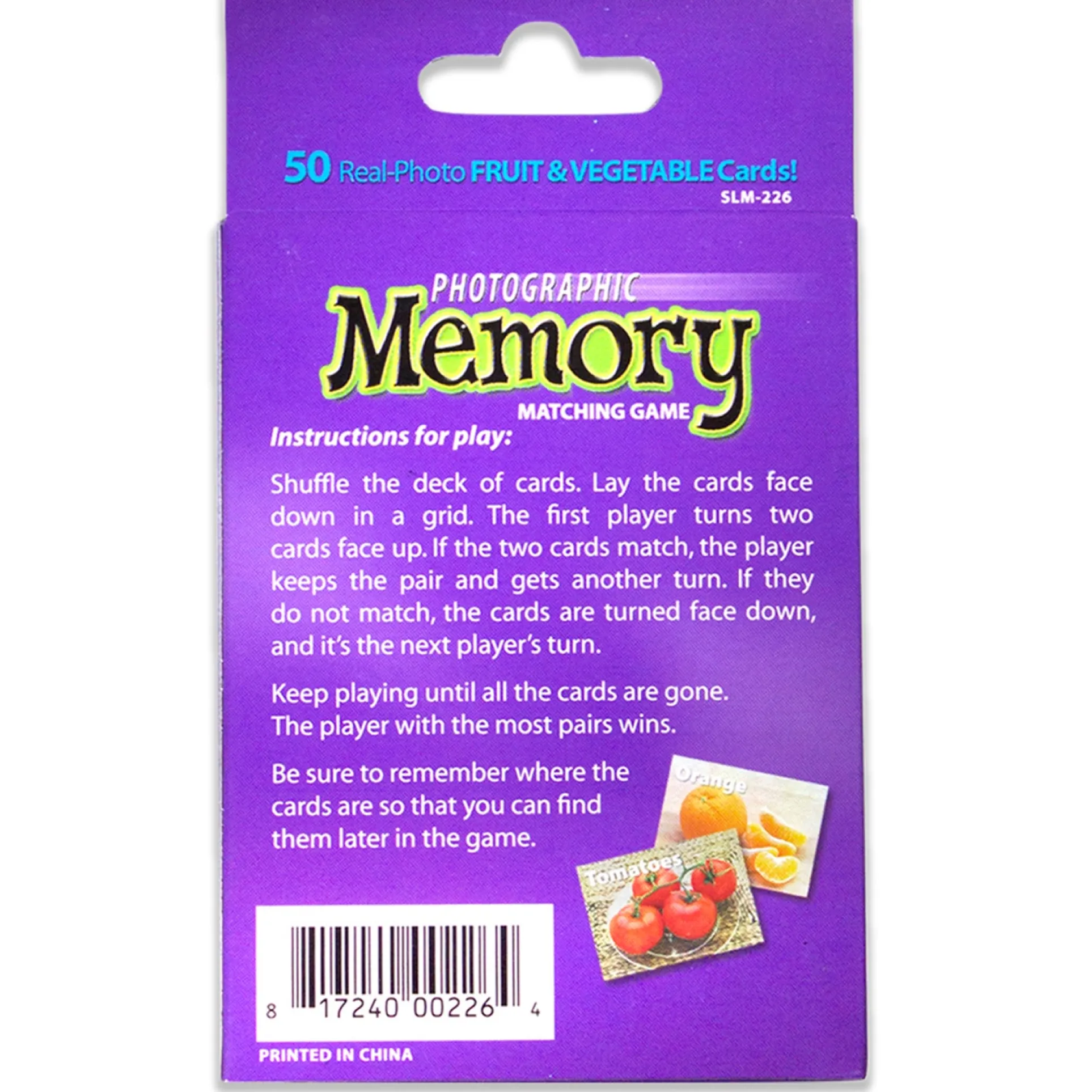 Stages Learning Materials - Photographic Memory Matching Game - Fruit & Vegetables - Pack of 3