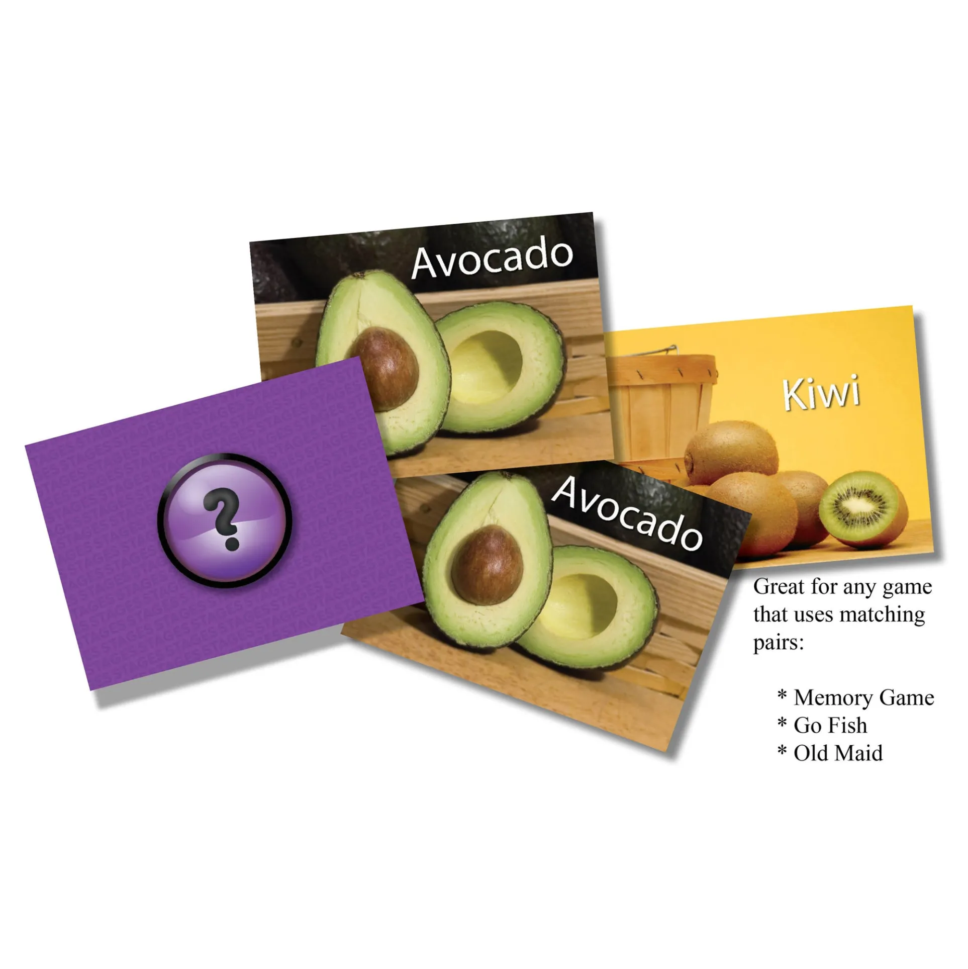 Stages Learning Materials - Photographic Memory Matching Game - Fruit & Vegetables - Pack of 3