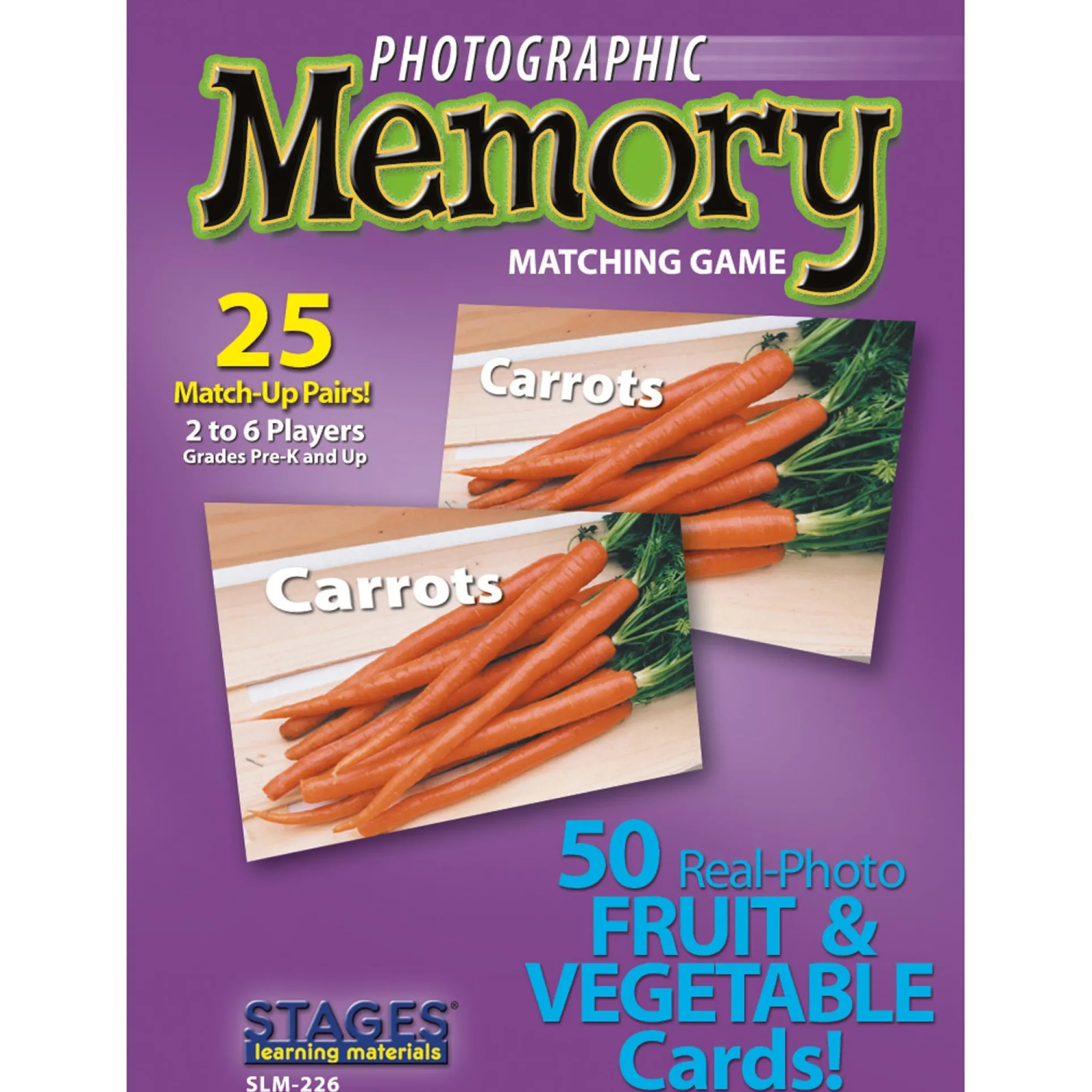 Stages Learning Materials - Photographic Memory Matching Game - Fruit & Vegetables - Pack of 3
