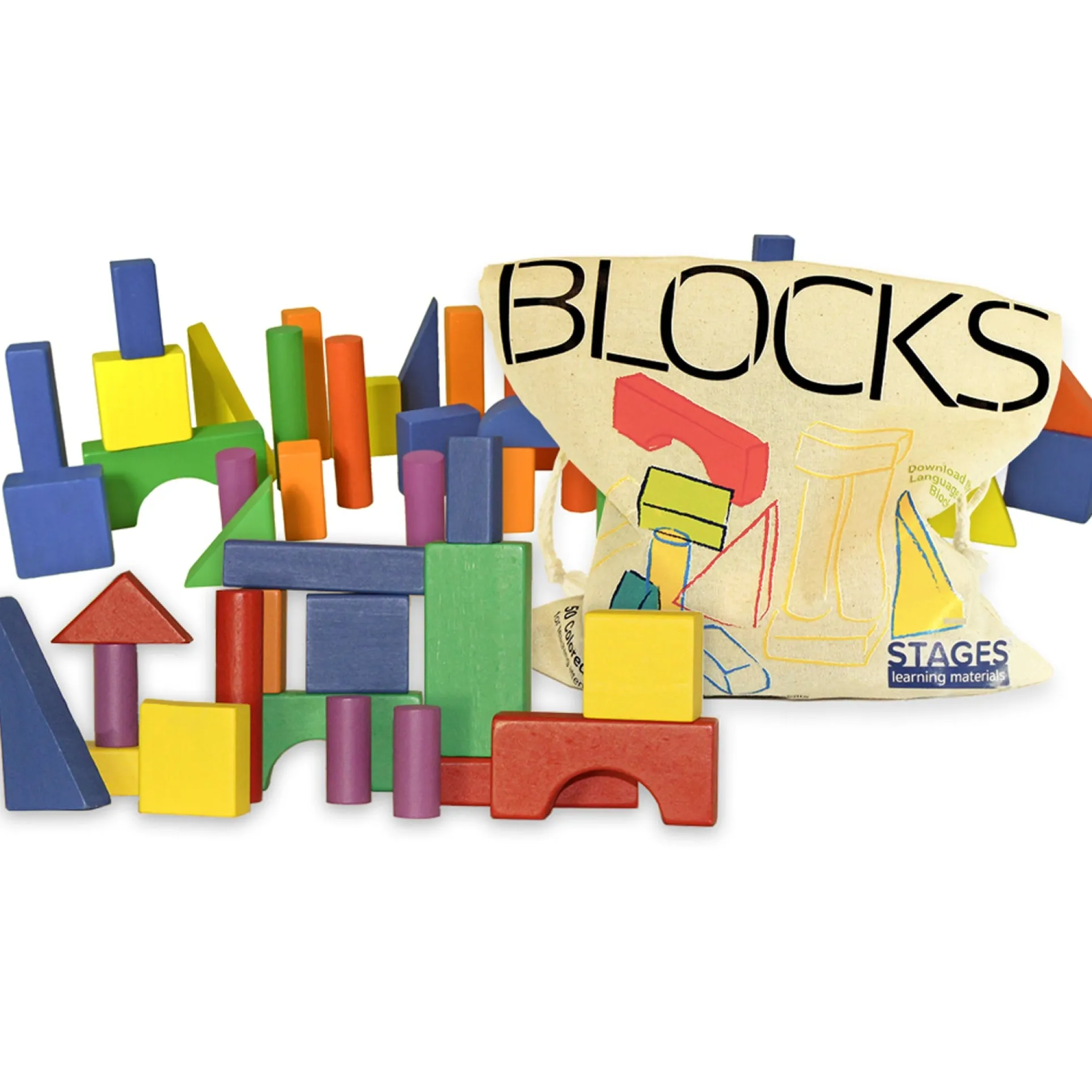 Stages Learning Materials Sensory Builder Blocks - 50 Piece Set