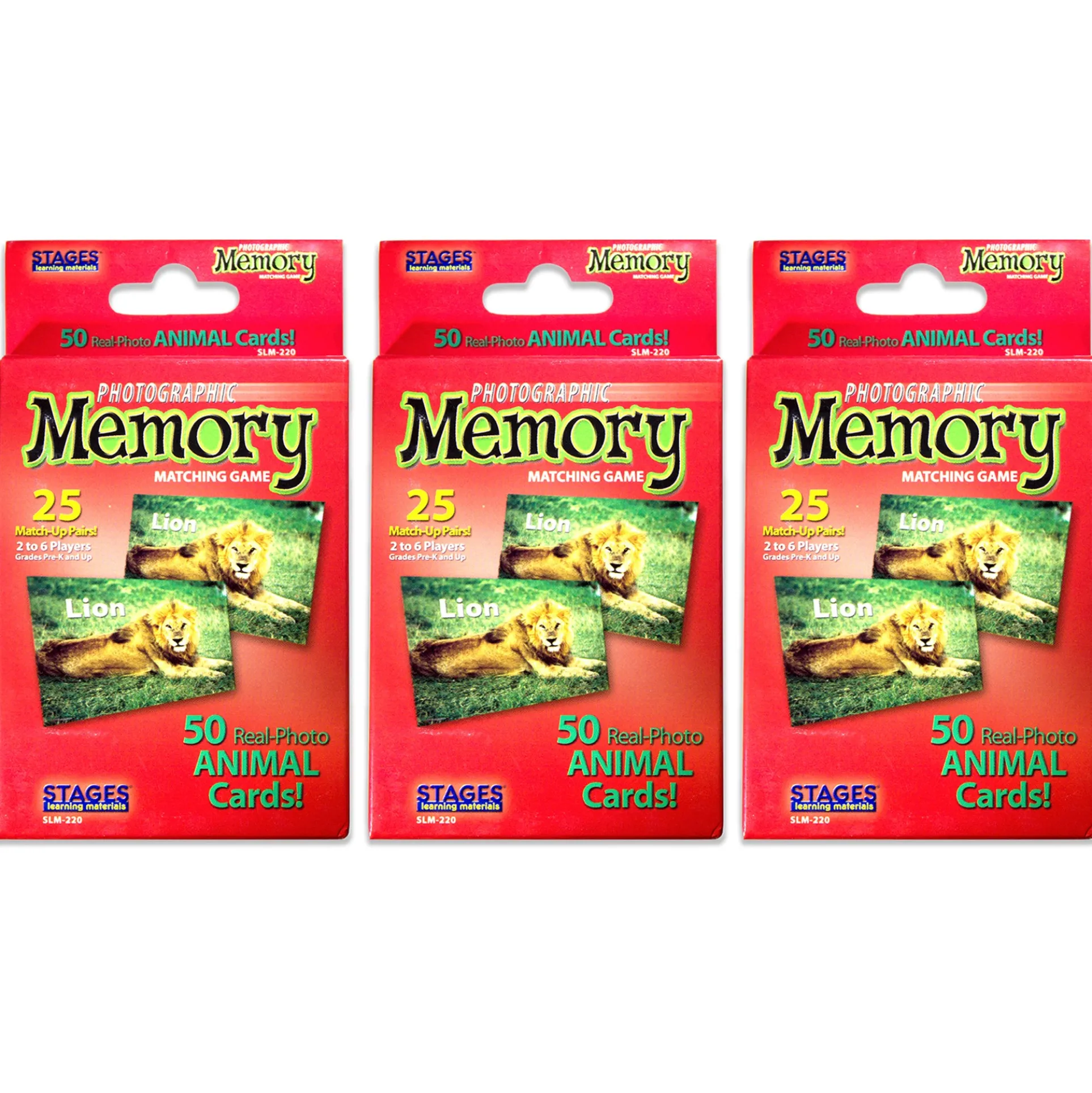 Stages Learning Materials - Animal Photographic Memory Matching Game - Pack of 3