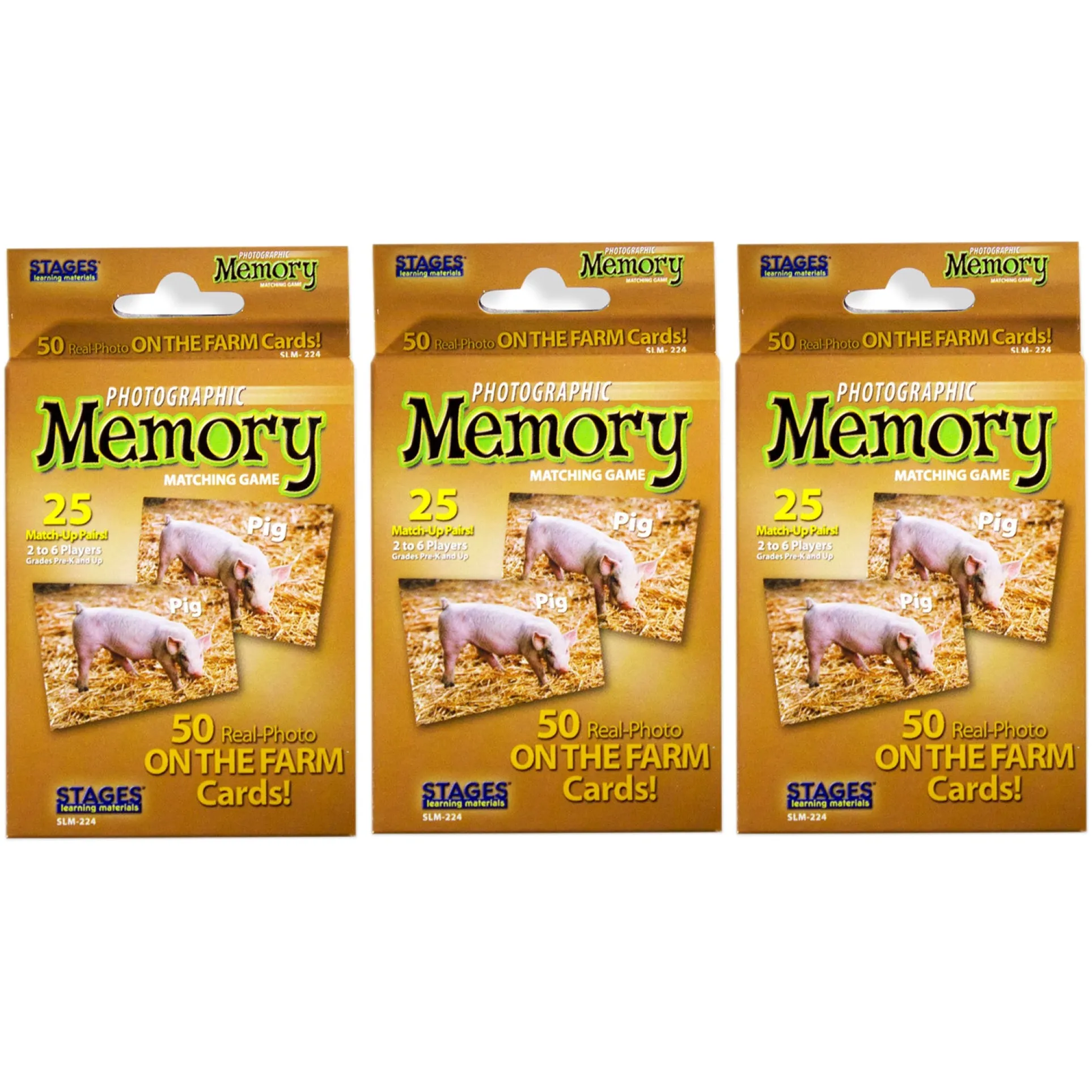 Stages Learning On the Farm Photographic Memory Matching Game - 3-Pack