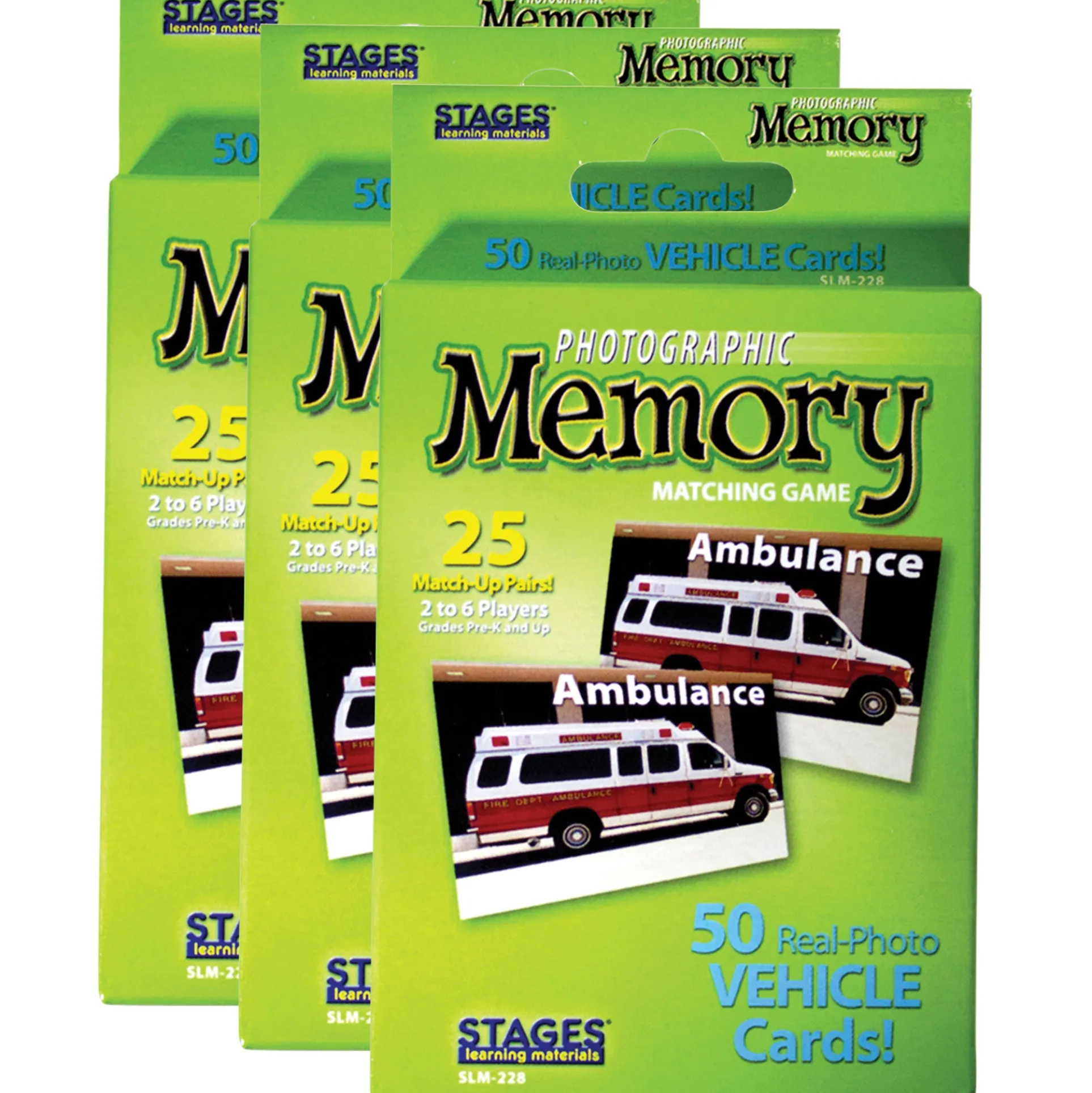 Stages Learning Photographic Memory Match Game - Vehicles Edition - 3 Pack