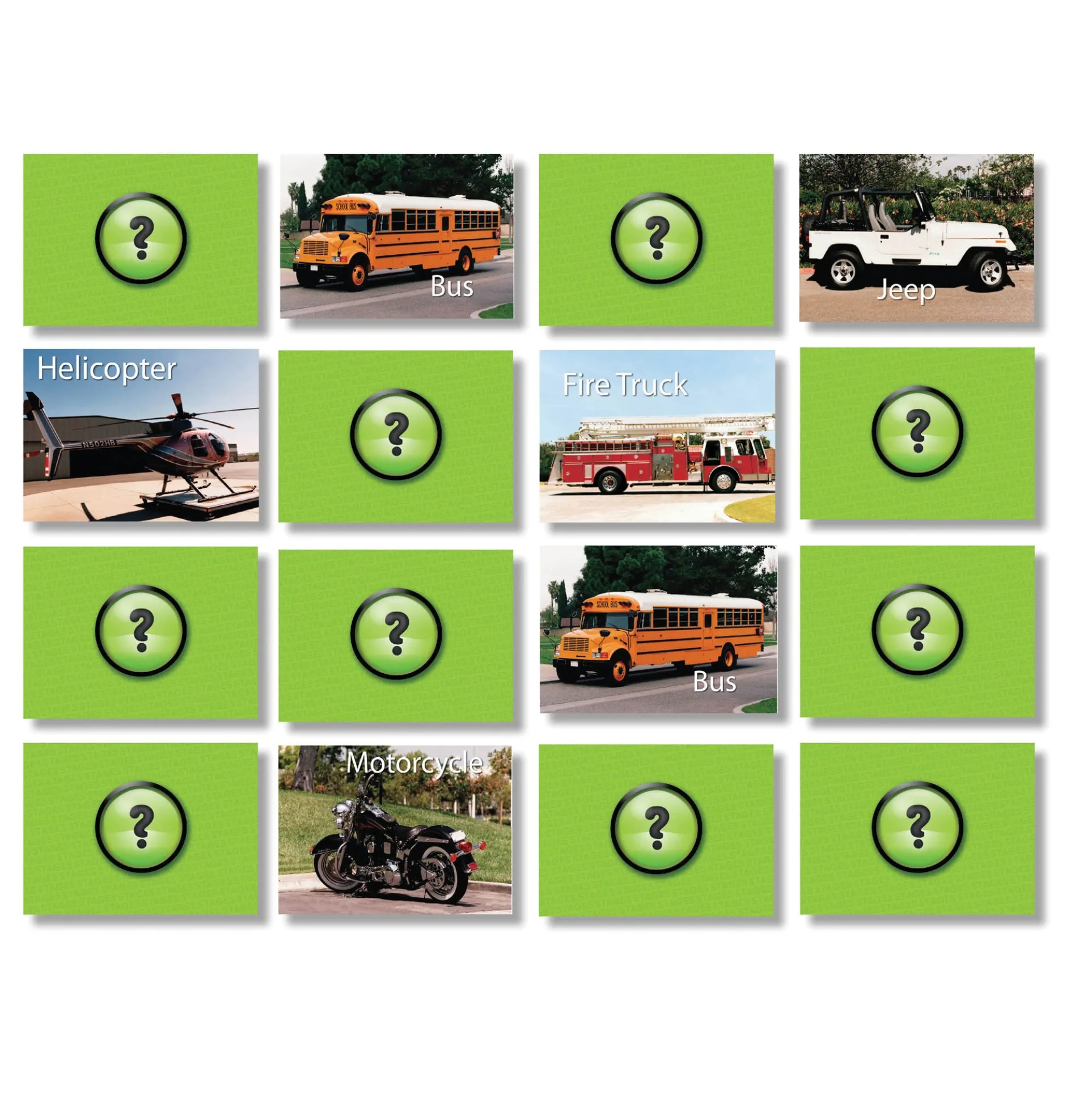 Stages Learning Photographic Memory Match Game - Vehicles Edition - 3 Pack