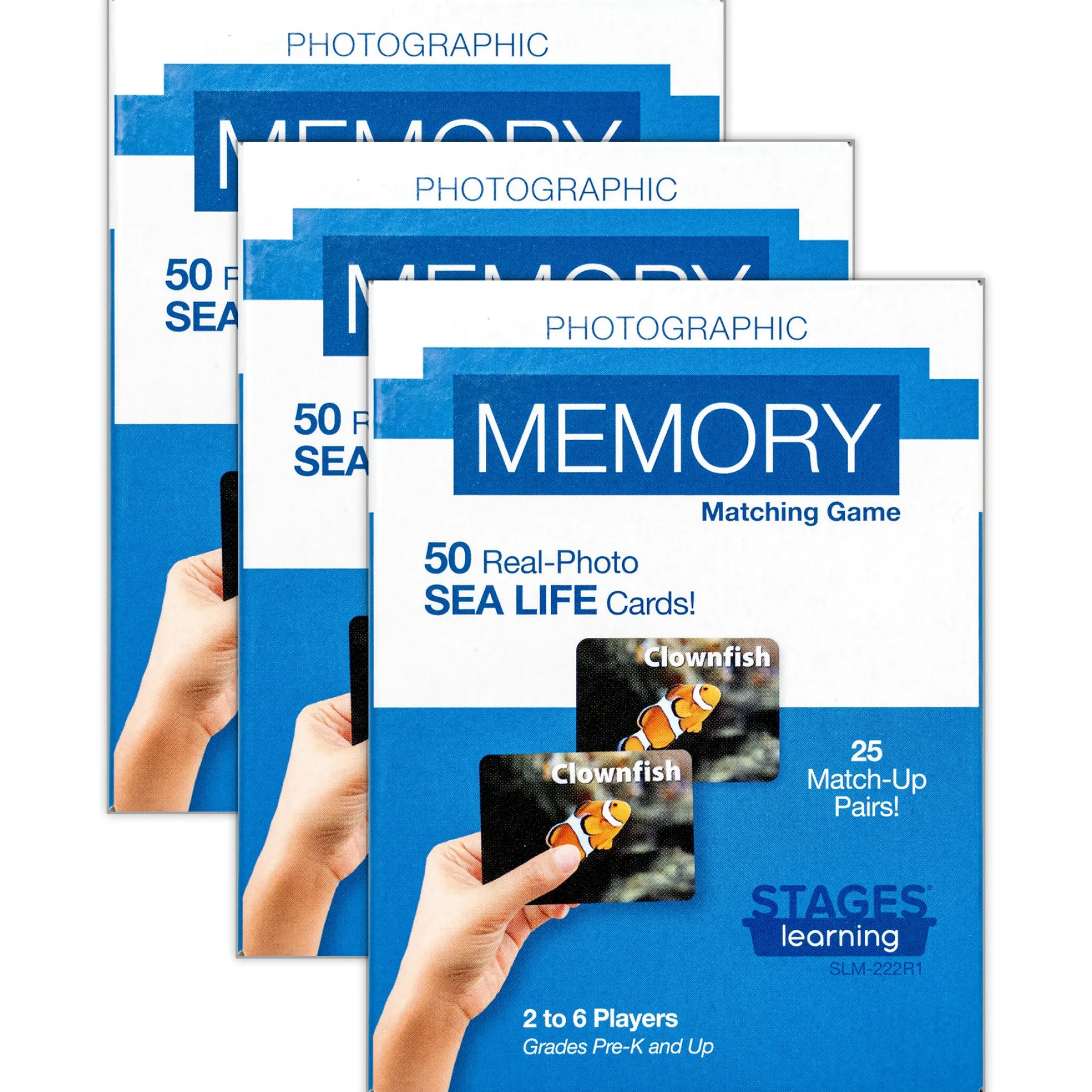 Stages Learning Sea Life Memory Matching Game - Photographic Card Set, Pack of 3