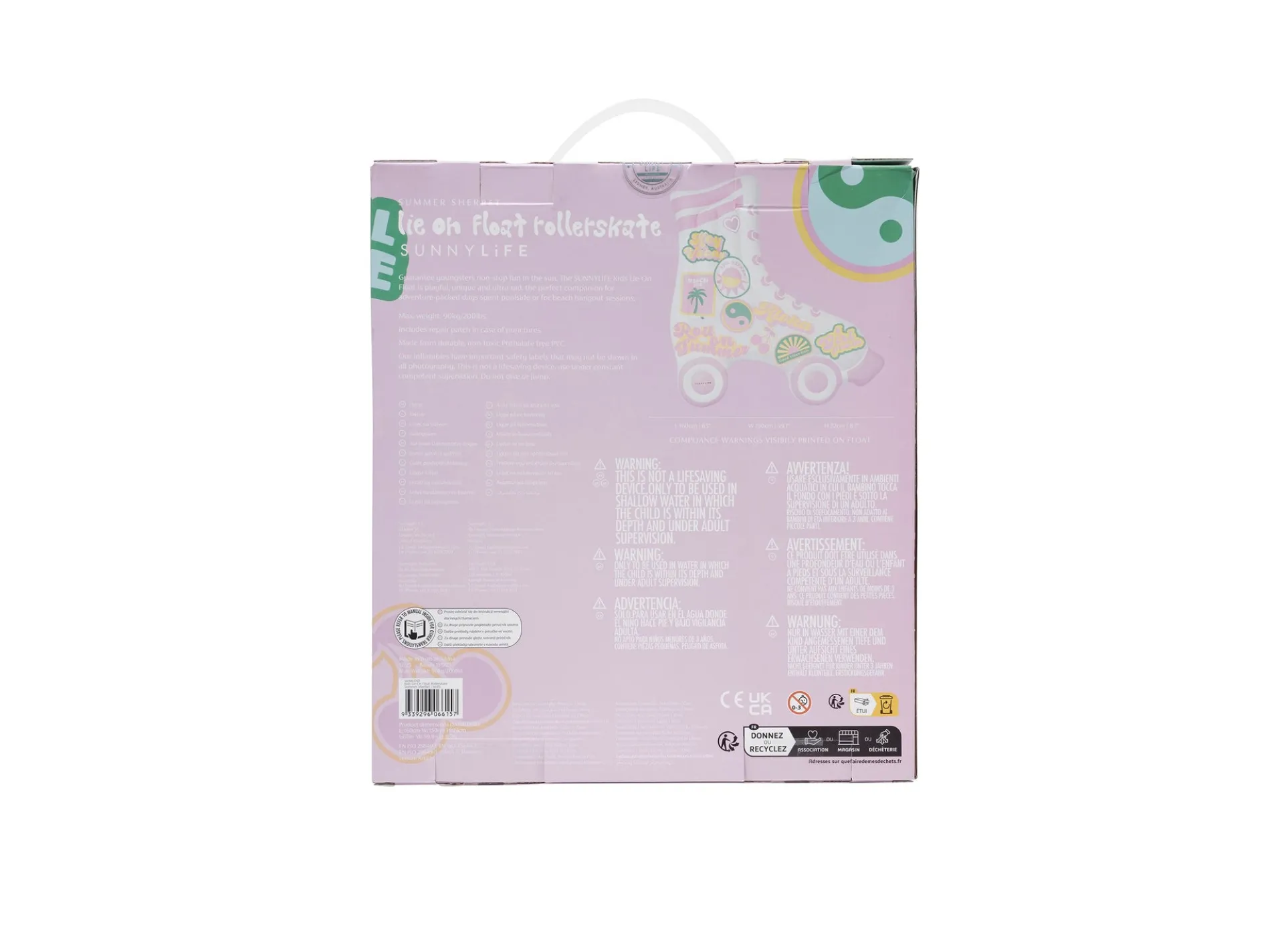 Sunnylife Kids Roller Skate Pool Float - Summer Sherbert Lie-On Lounge