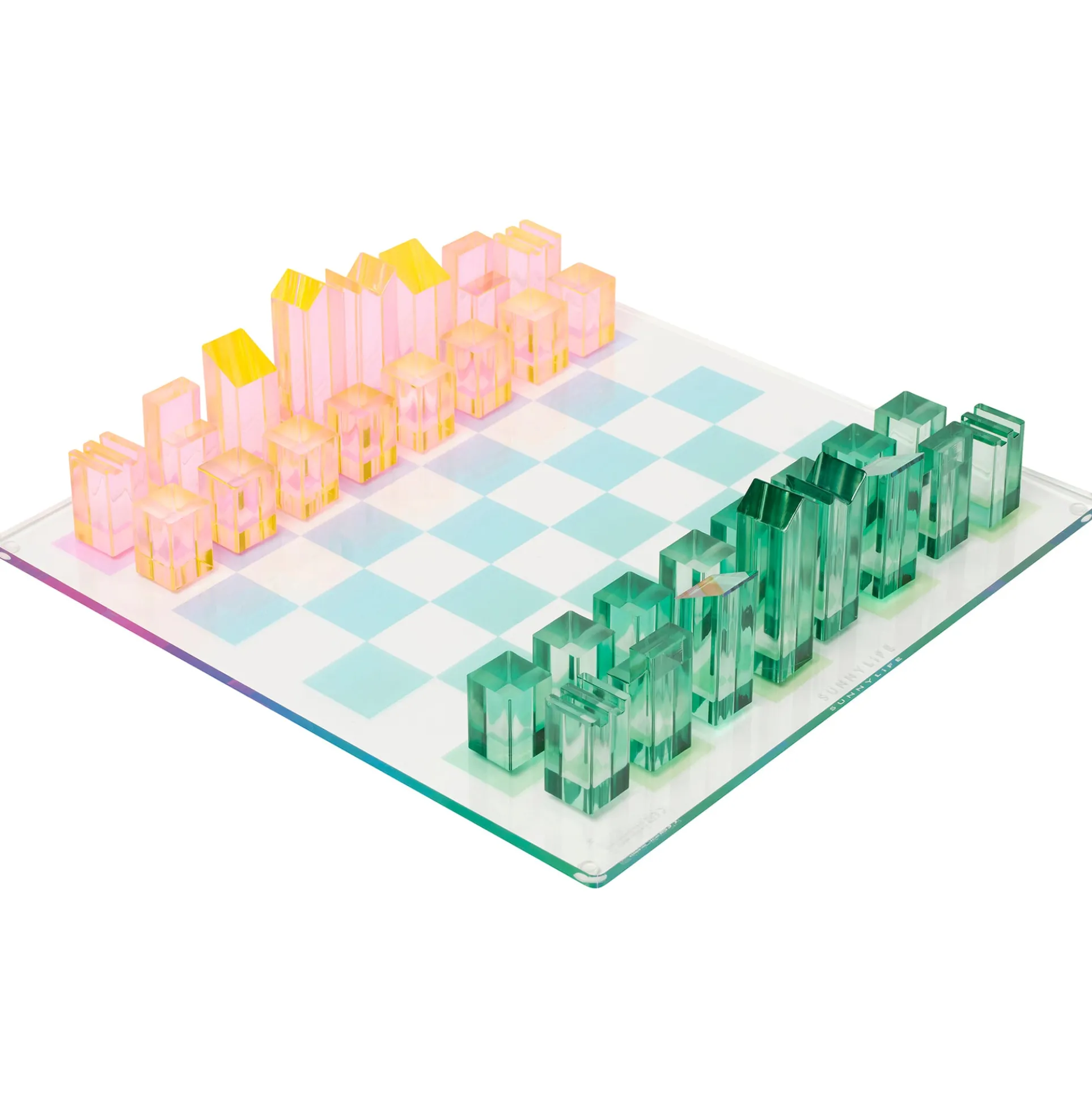 Sunnylife Lucite Ombre Sherbert Chess & Checkers Set