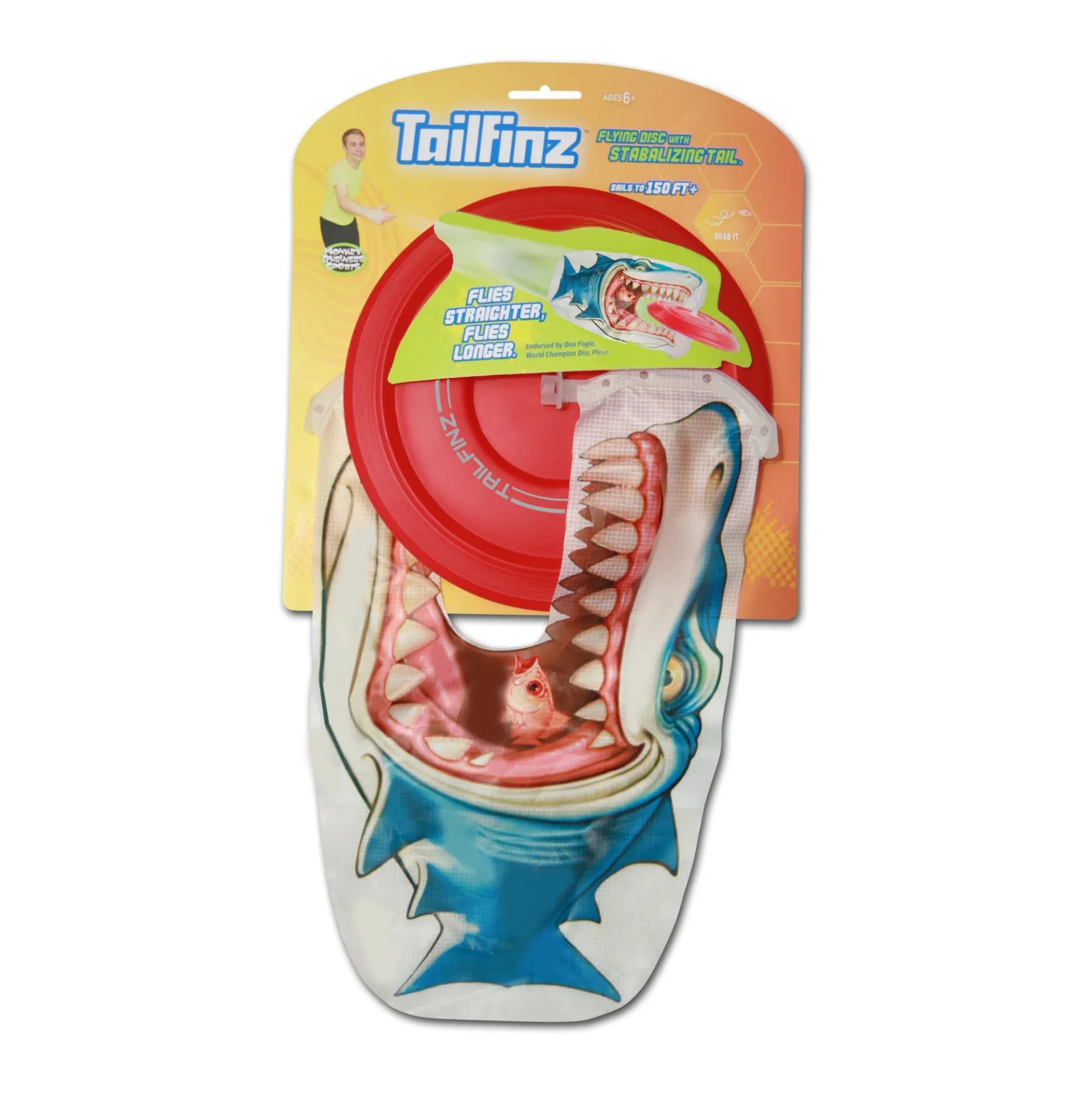 Tailfinz Colorful Flying Disc with Stabilizing Tail