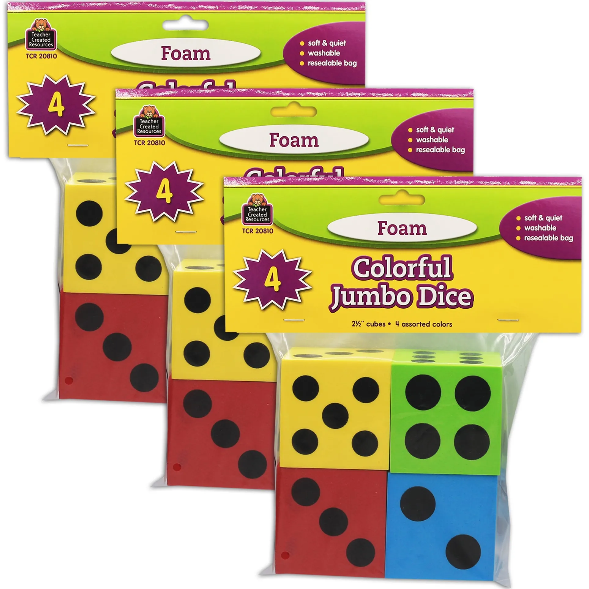 Teacher Created Resources Jumbo Foam Dice - Colorful Educational Set