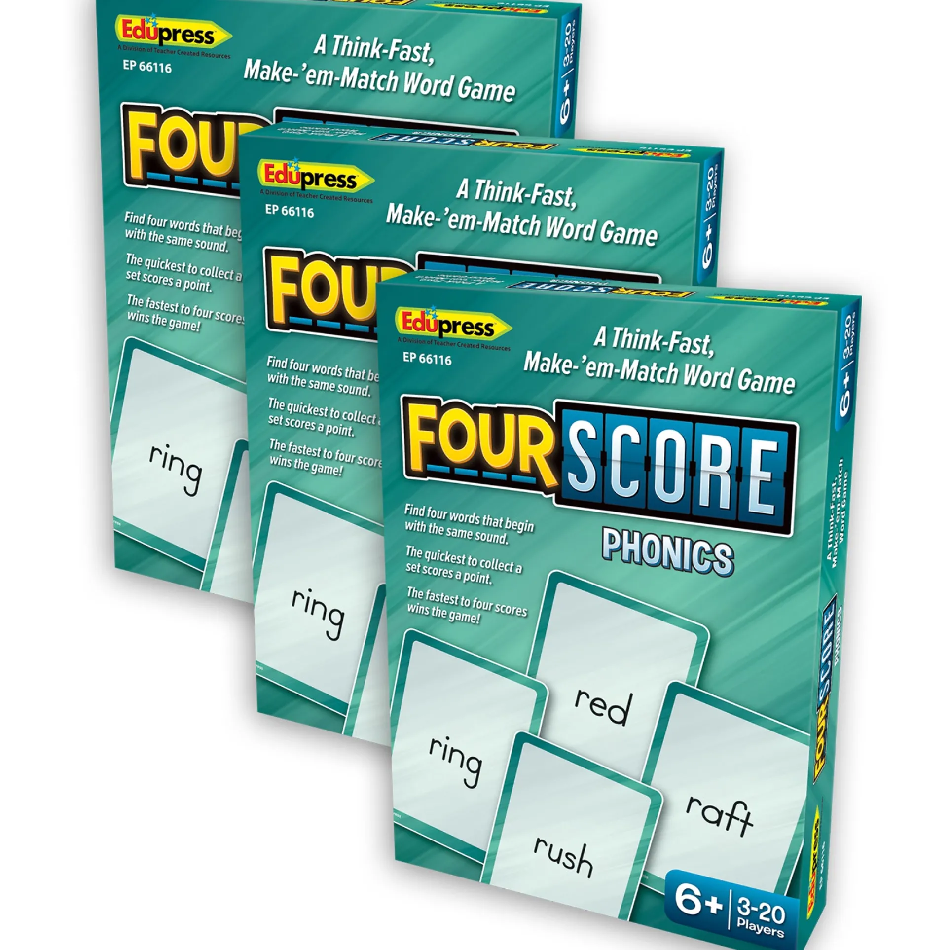 Teacher Created Resources Four Score Phonics Card Game - Pack of 3