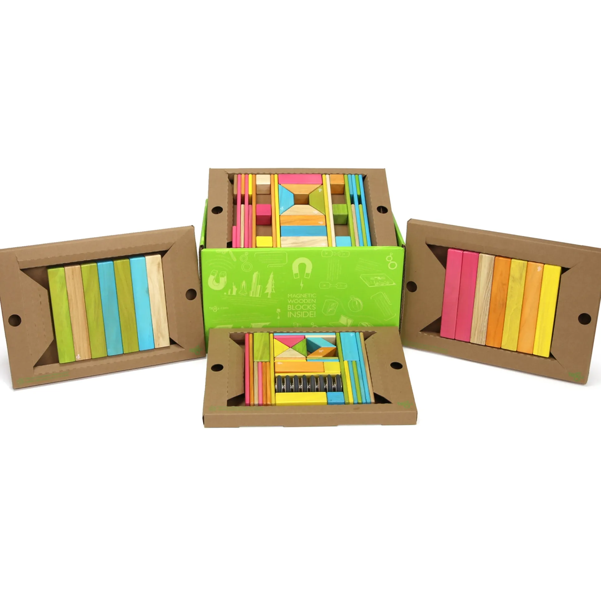 Tegu Magnetic Wooden Blocks, 90-Piece Classroom Kit, Tints