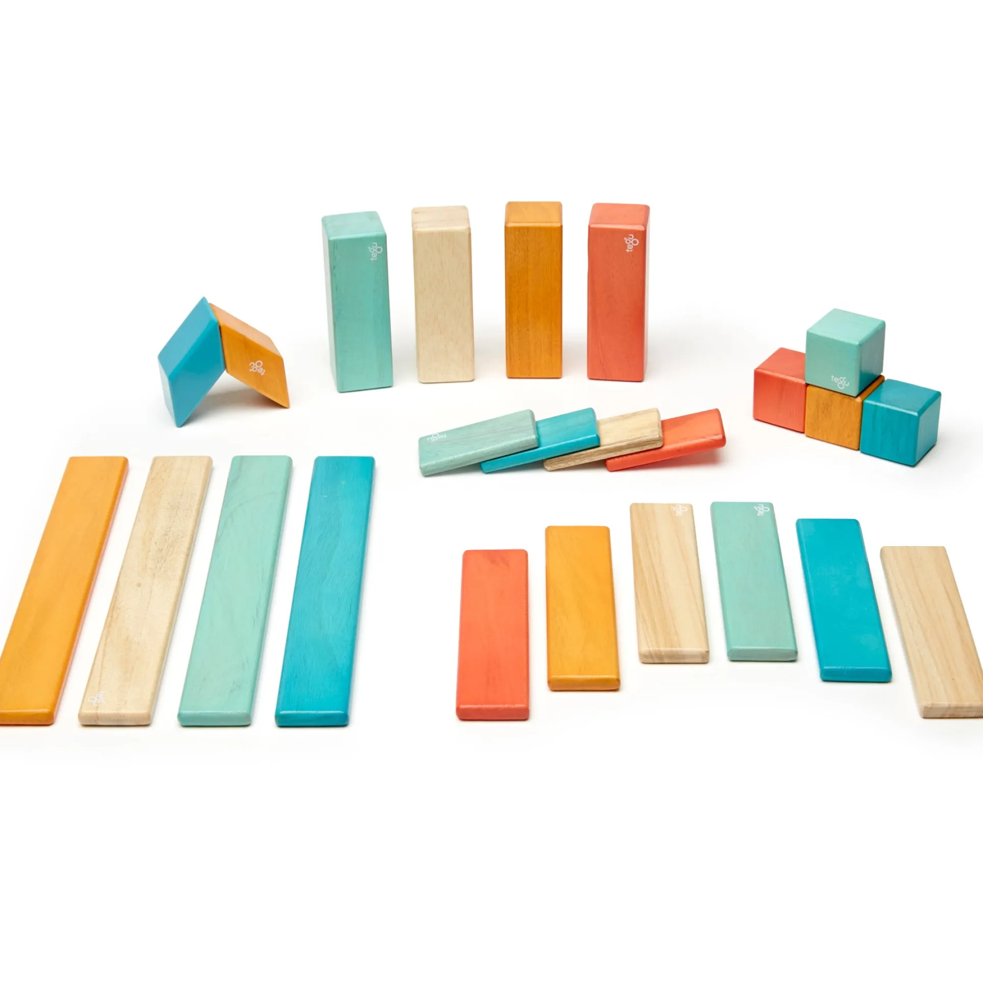 Tegu Magnetic Wooden Blocks, 24-Piece Set, Sunset
