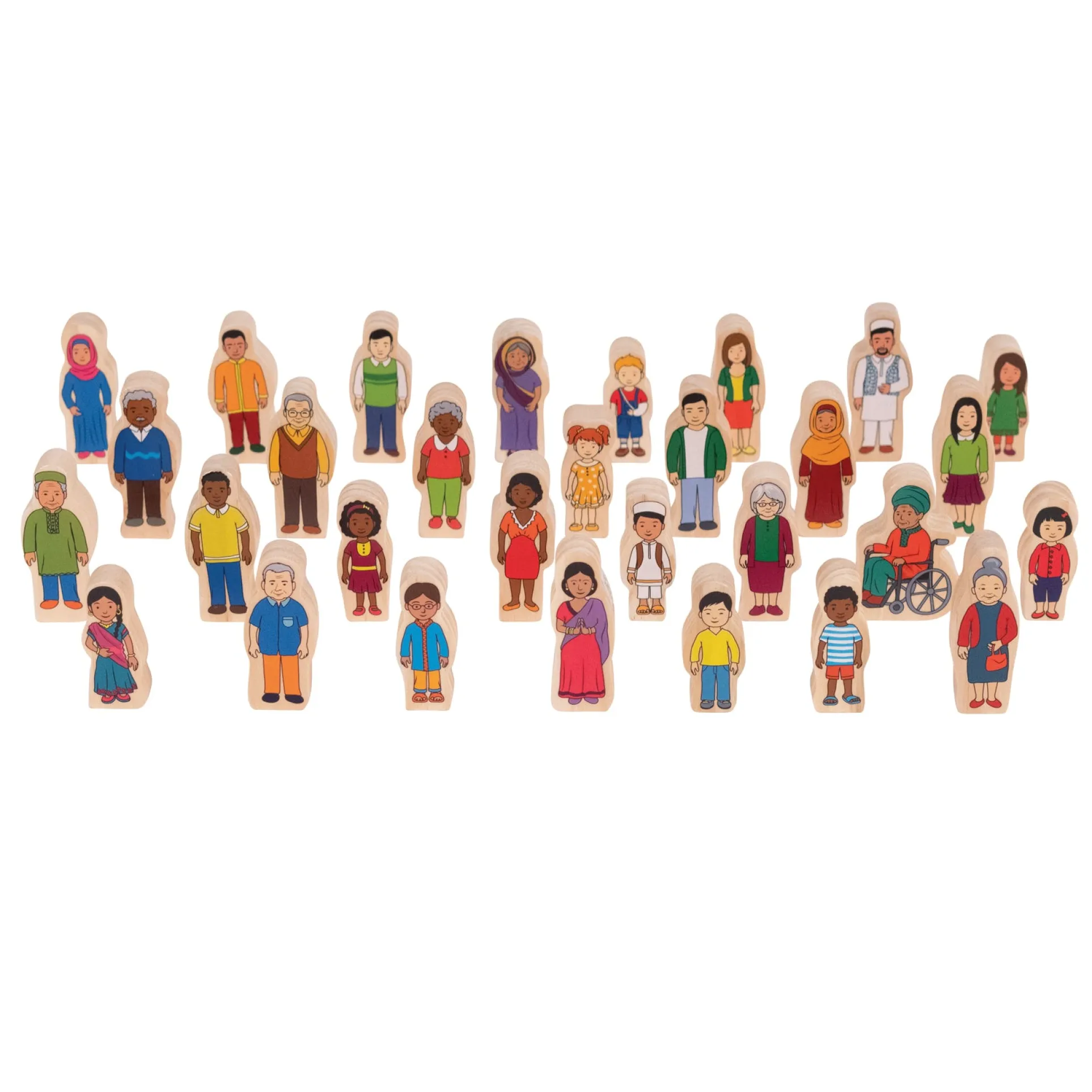 The Freckled Frog My Family 30-Piece Inclusive Wooden Block Set for Toddlers