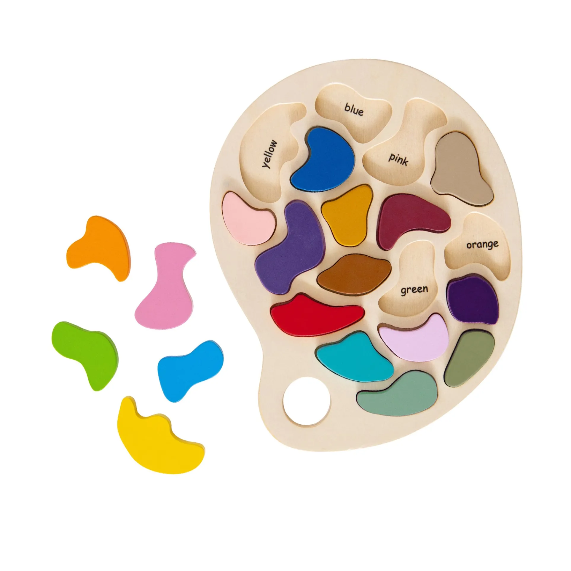 The Freckled Frog Colorful Artist Palette Wooden Puzzle - 19 pc