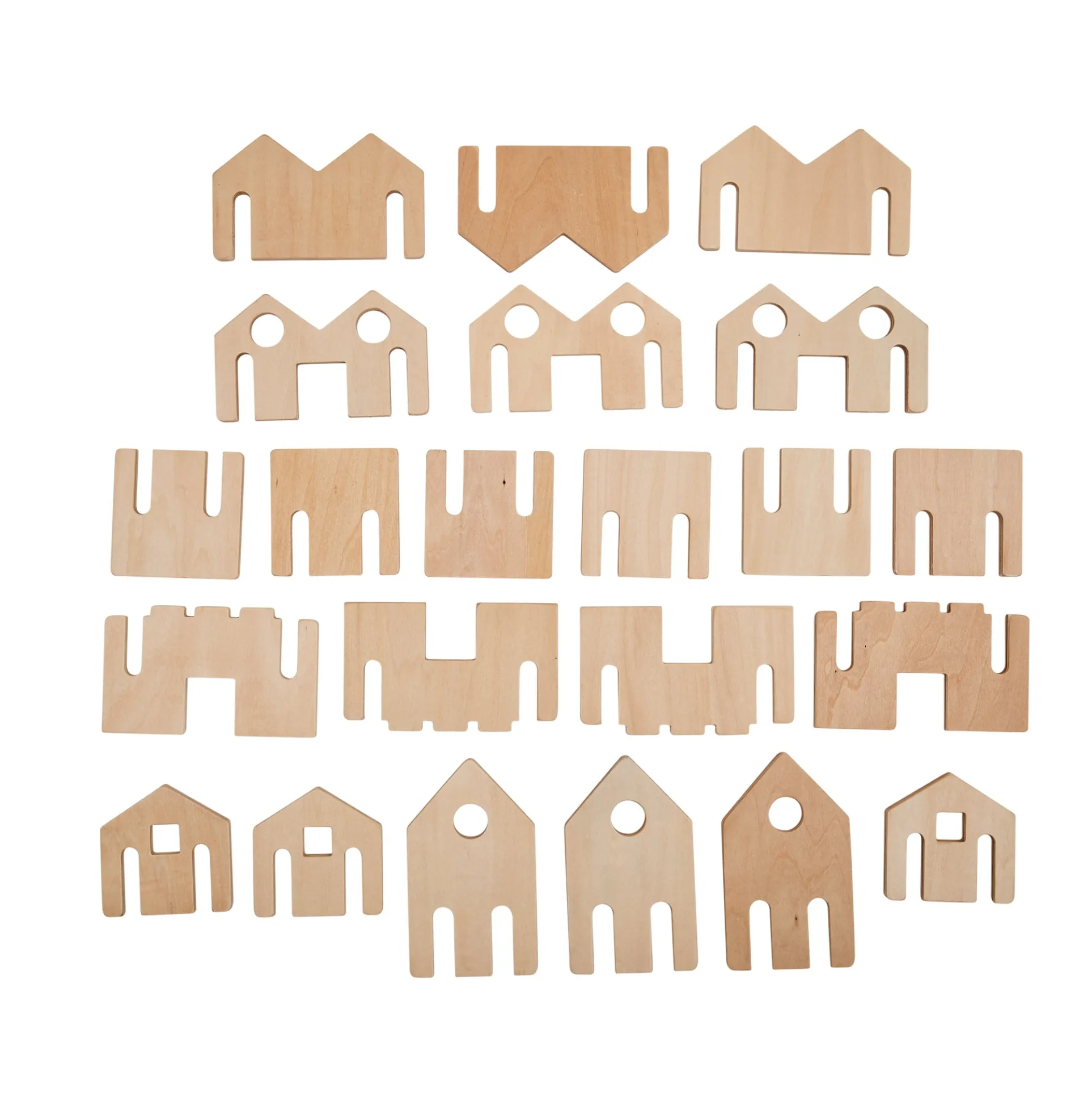 The Freckled Frog Little Happy Architect Wooden Blocks - 22 Piece Set for Toddlers 18m+