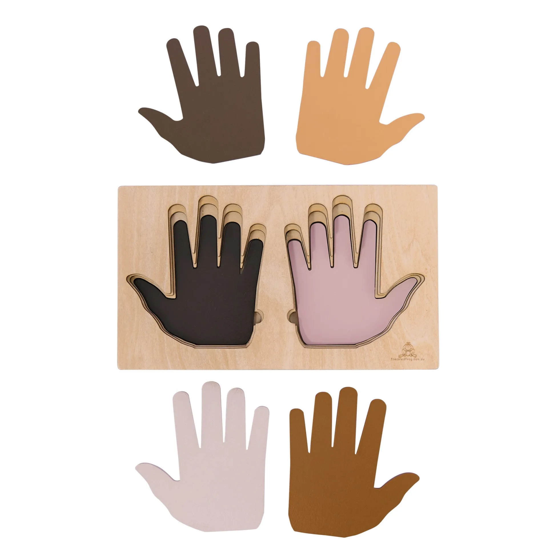 The Freckled Frog Diversity Hand in Hand Wooden Puzzle - 7 pc