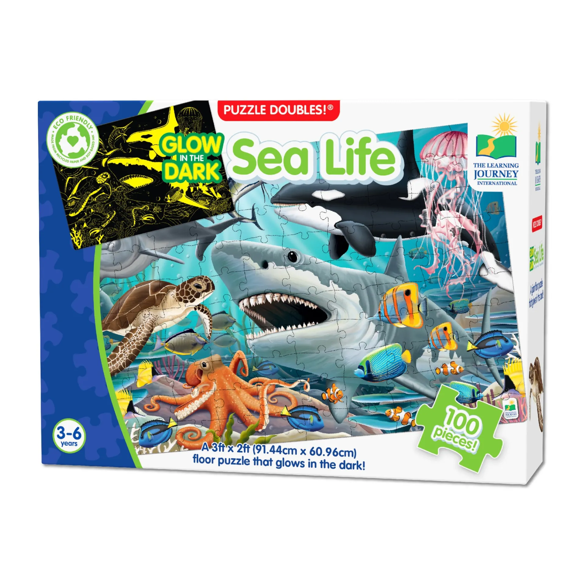 The Learning Journey Glow in the Dark Sea Life Floor Puzzle - 100 pc